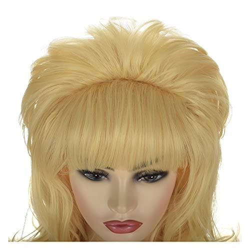 QACCF QACCF Women 80s Wig Drag Hair Housewife Big Beehive Women Updo 60s Retro Bouffant Vintage Costume Wig (Blonde)