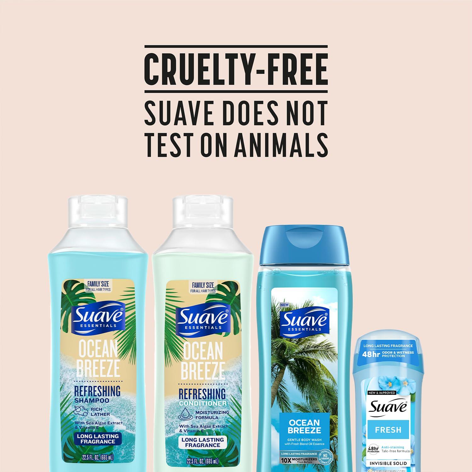 Suave Suave Body Wash 2-Pack, Shampoo & Conditioner, Ocean Breeze + Fresh Antiperspirant Deodorant for Women (5 Piece Set)