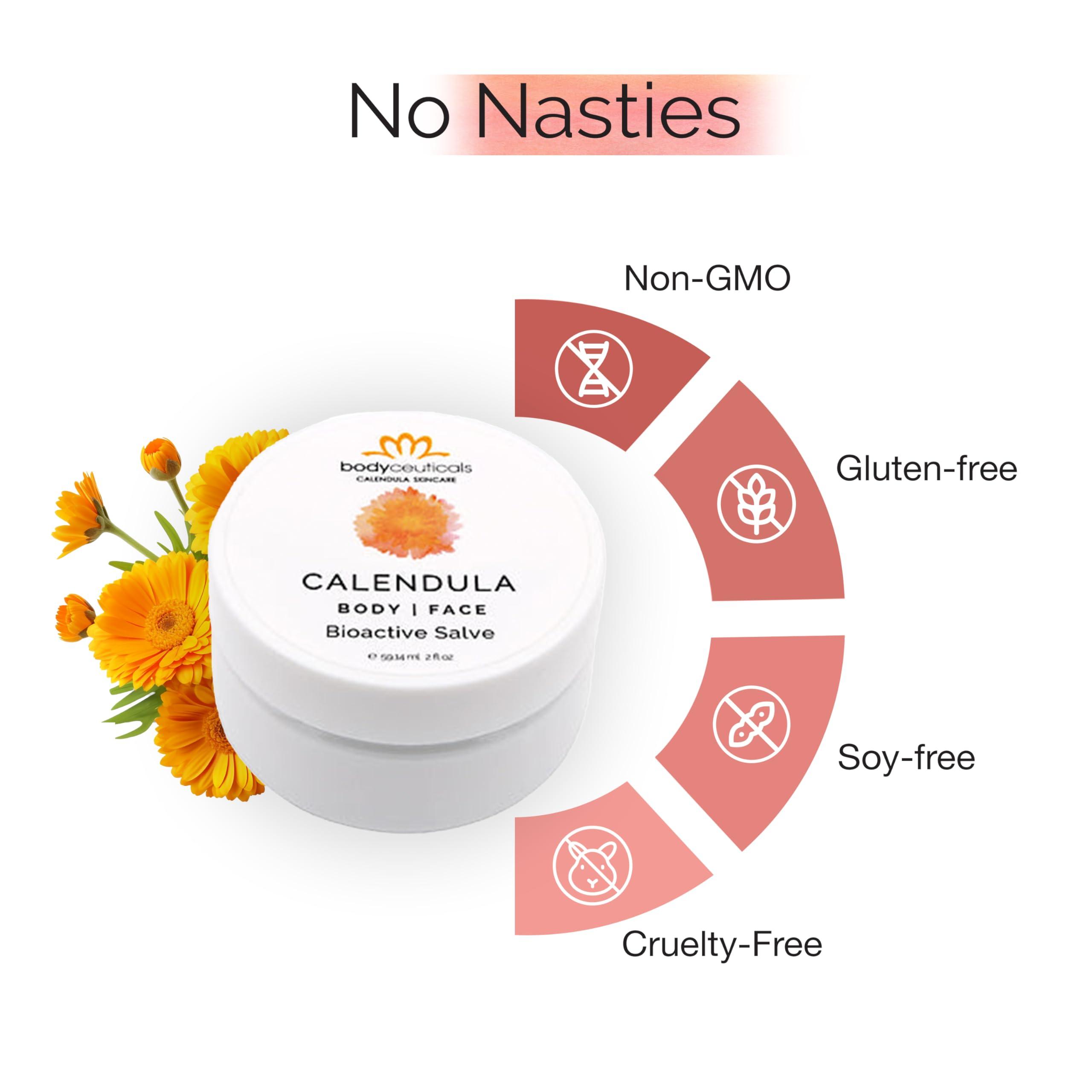Bodyceuticals Bodyceuticals Bioactive Calendula Salve Jar with Beeswax Antioxidant-Rich Multi-Purpose Balm for Skin | Nourishing | Gluten free | Soy free | non-GMO | recyclable tube | Travel-Friendly | 2 oz