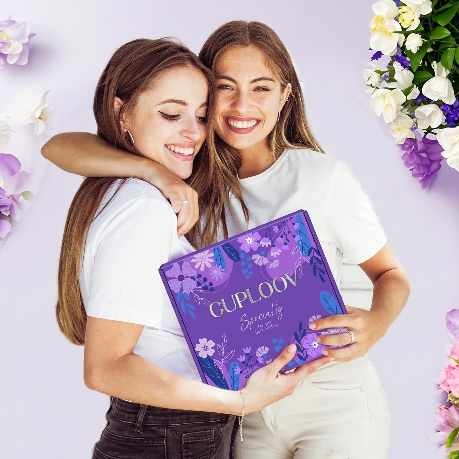 CUPLOOV Graduation Birthday Gift for Women Girls Mom- Unique Relaxing Spa Basket Gift Wine Tumbler Set for Her Wife Girlfriend Sister Friends Mothers Self Care 2025 Grad Presents, Purple