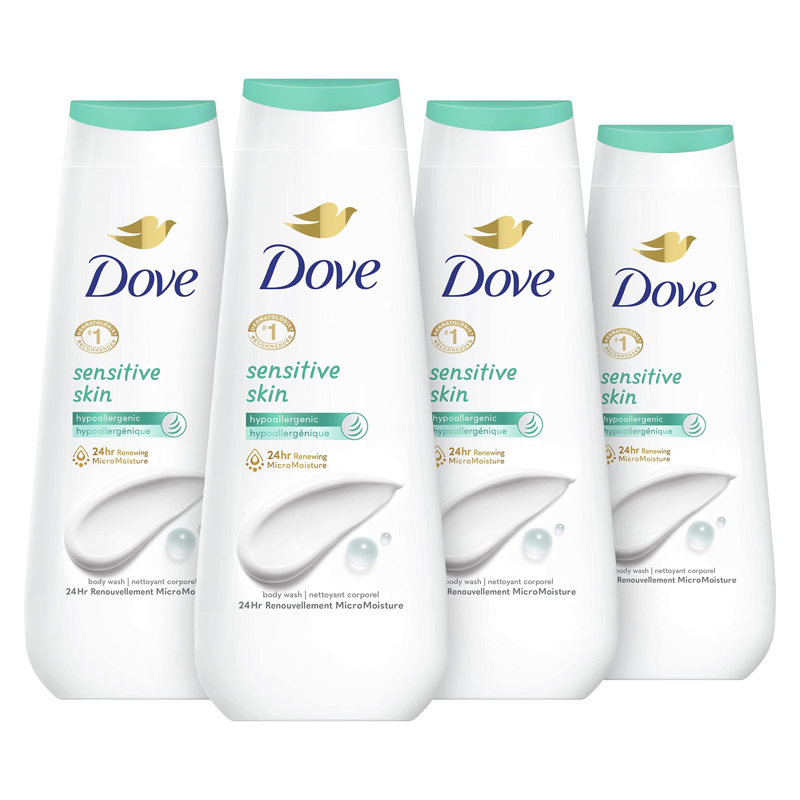 Dove Dove Body Wash Sensitive Skin 4 Count Hypoallergenic & Beauty Bar More Moisturizing Than Bar Soap for Softer Skin
