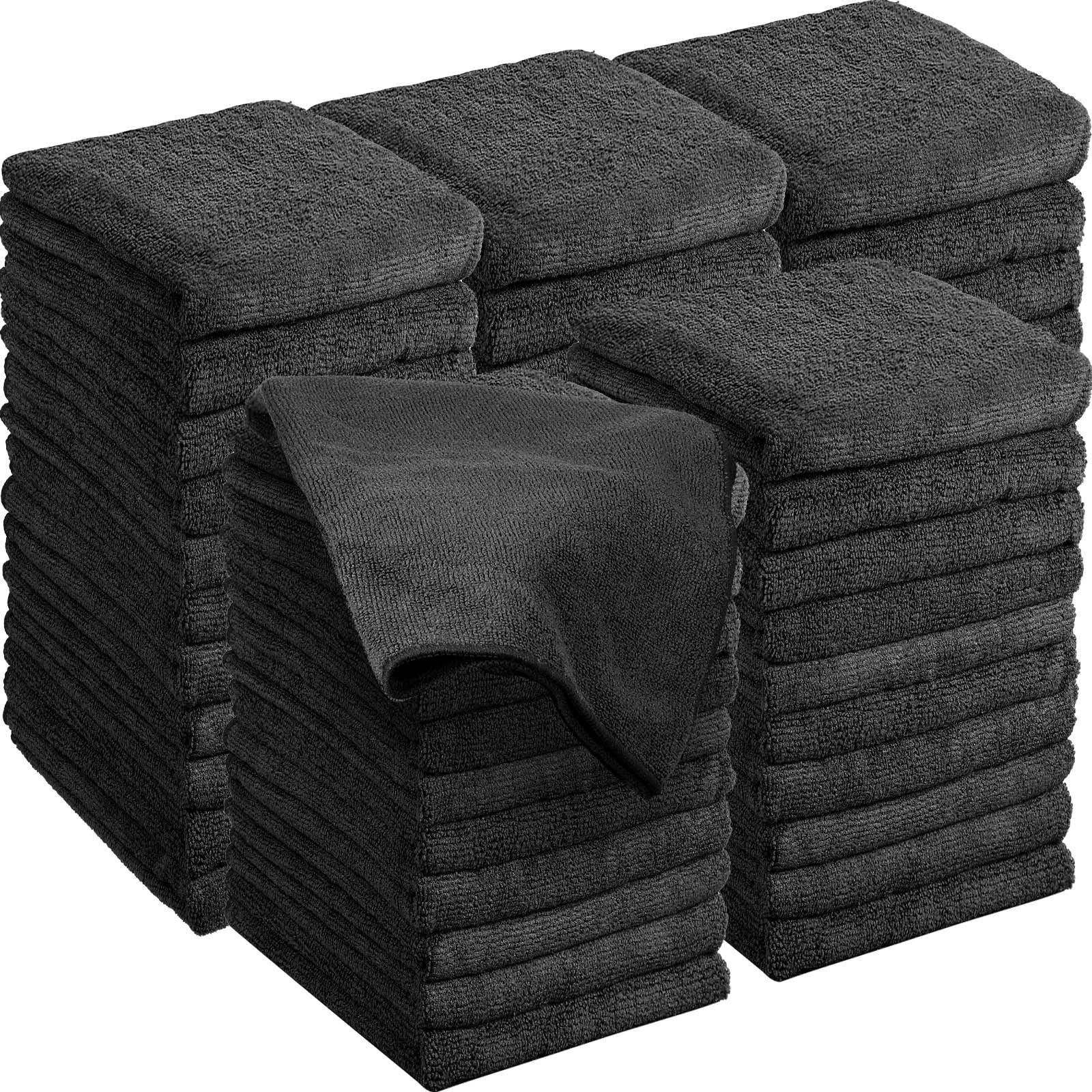 Shimeyao 48 Pack Bleach Proof Salon Towels Microfiber Absorbent Towels Bleach Resistant Hair Towel Quick Dry Hand Towels Bulk for Gym Bath Spa Home Hair Drying, 16 x 27 Inches (Black)
