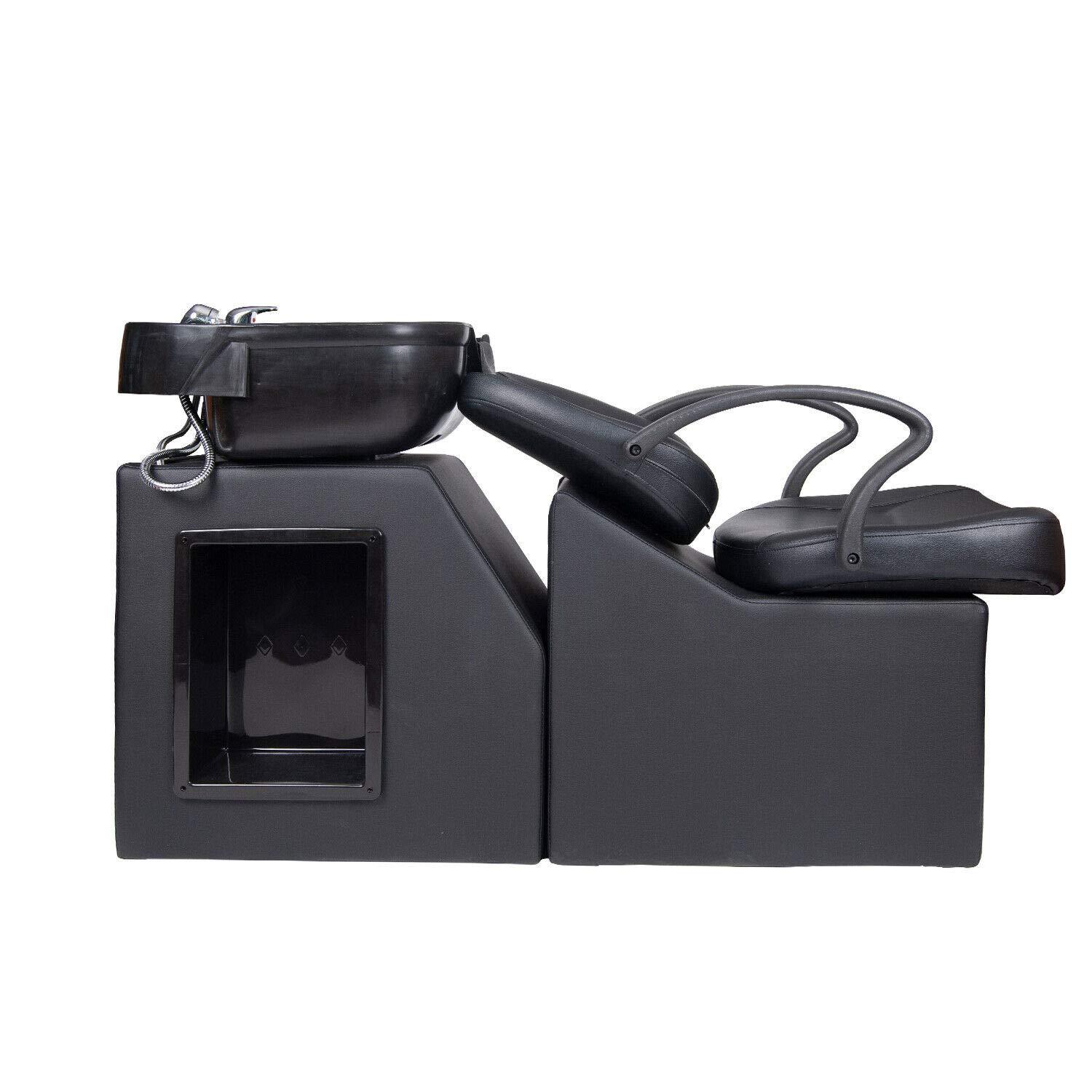 Alek...Shop Chair Wash Hair Professional Salon Station Backwash Shampoo Barber Bowl Beauty Unit Sink Chair Commercial Spa Salon Equipment Double Drain New, Home Spa