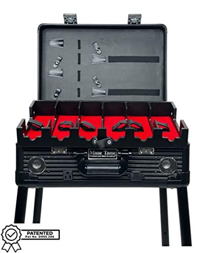 Mane Tame Professional Men\'s Grooming MANE TAME Barber Case - VIP Mobile Barber Station- Black - Includes (2) Bluetooth Speakers, TSA Locks, Removeable/Adjustable Legs