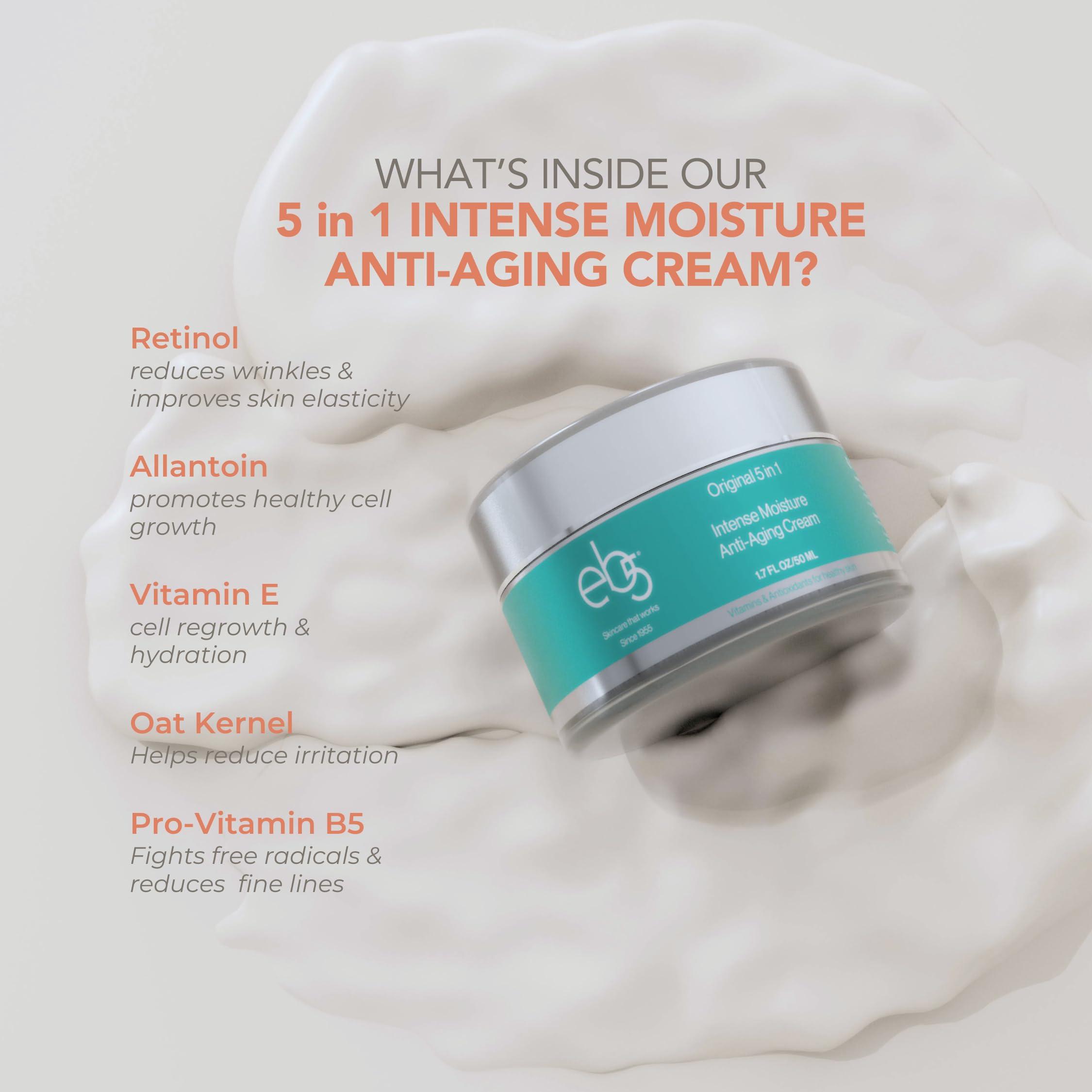 eb5 eb5 Intense Moisture Anti Aging Moisturizer Face and Neck Cream- Tone & Tighten Skin with Retinol, Fade Fine Lines and Wrinkles with Vitamin E, A and B5-4oz
