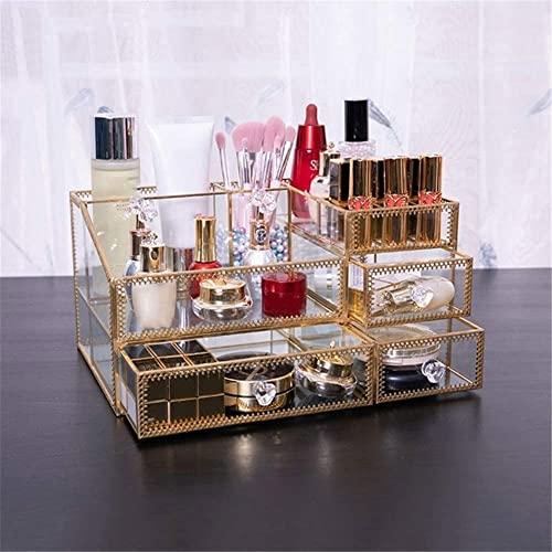 SMSOM SMSOM Makeup Organizer, Countertop Cosmetic Storage Box Mirror Glass Beauty Display, Ideal for Bedroom and Bathroom Countertops