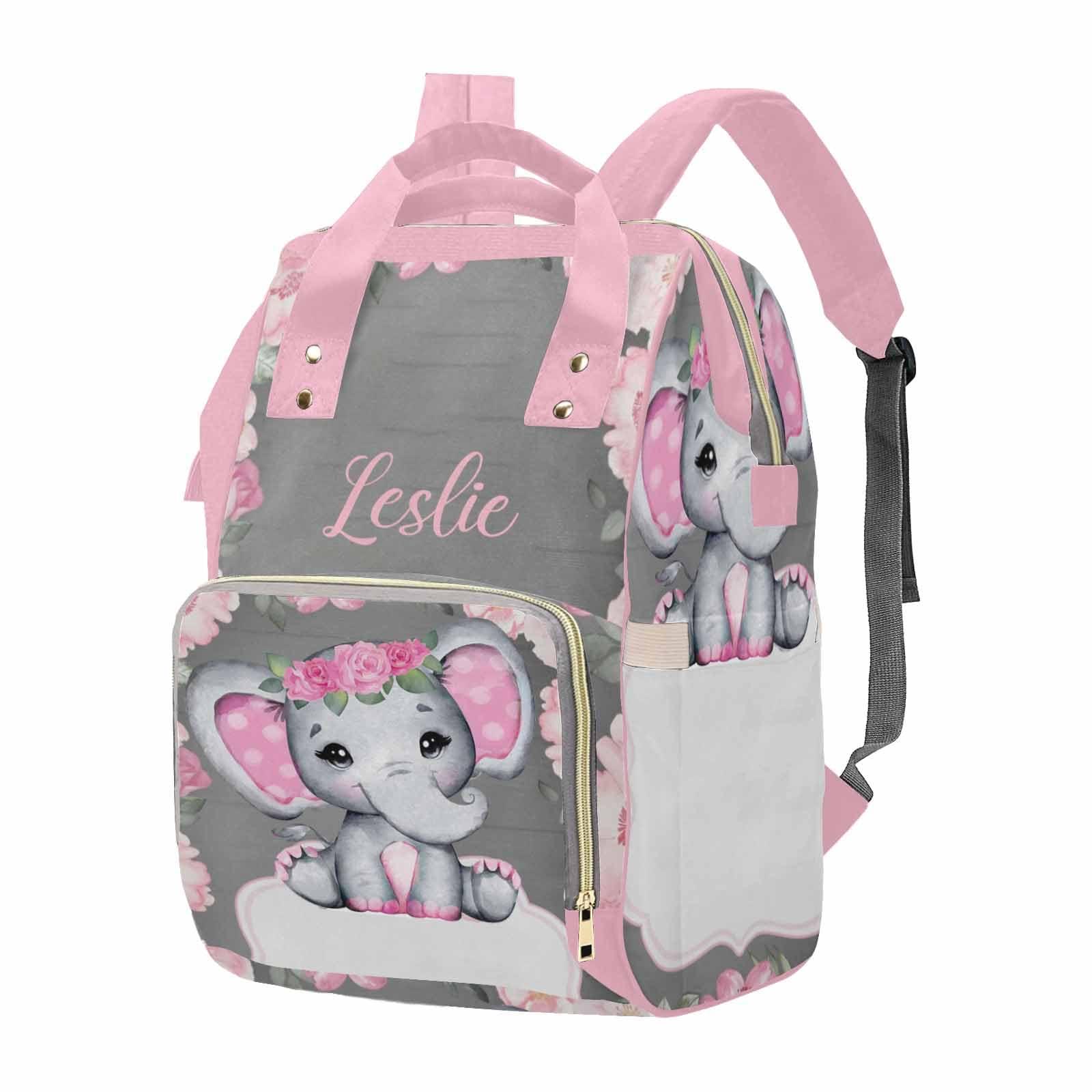 Reeonice InterestPrint Personalized Pink Diaper Bag with Name Nappy Bags Travel Shoulder Casual Daypack Waterproof Mummy Backpack Custom Gift for Mom Girl