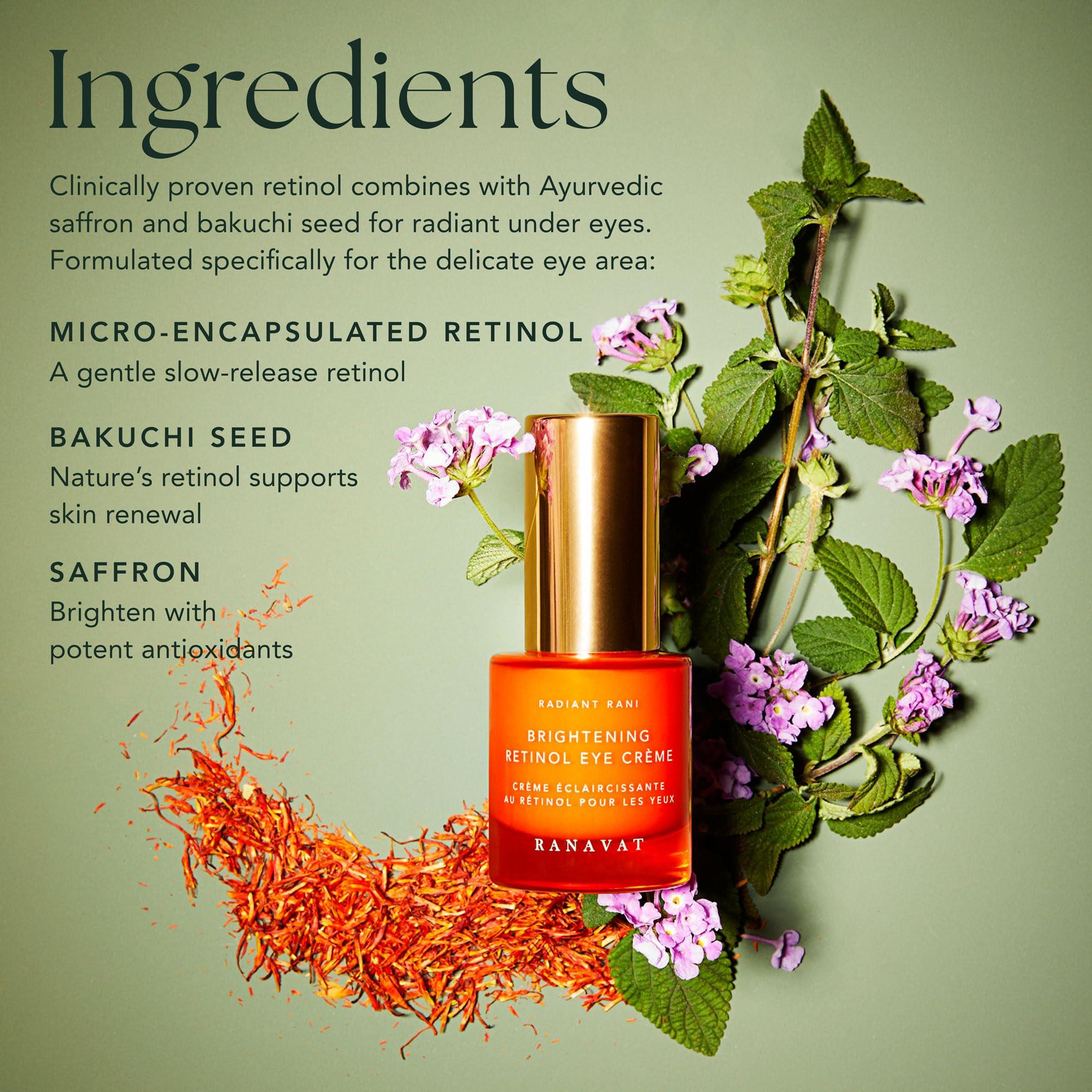 RANAVAT BOTANICS RANAVAT BOTANICS RANAVAT Radiant Rani - Brightening Saffron Serum & Retinol Eye Creme Duo - Diminish Hyperpigmentation and Increase Radiance with Facial Serum (2 Piece)