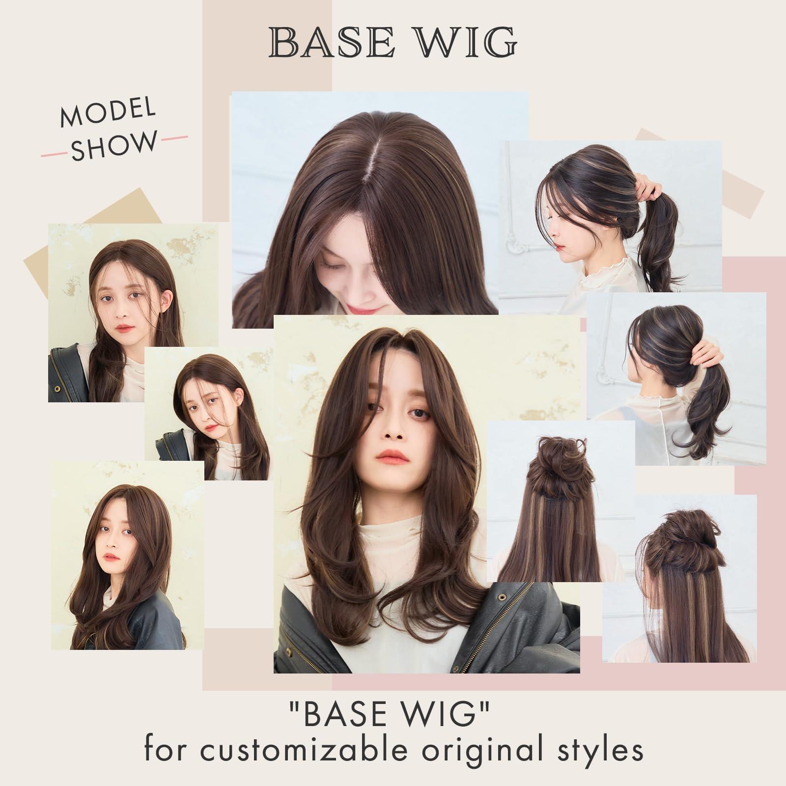 LINEASTORIA LINEASTORIA Medical Chemo wig, Hand Tied LaceFront, Synthetic Hair Wig for Blonde and Asian Women. Using Heat-stylable and Resistant Fiber, Long. Japanese popular medical wig (S, Dark Latte Highlight)