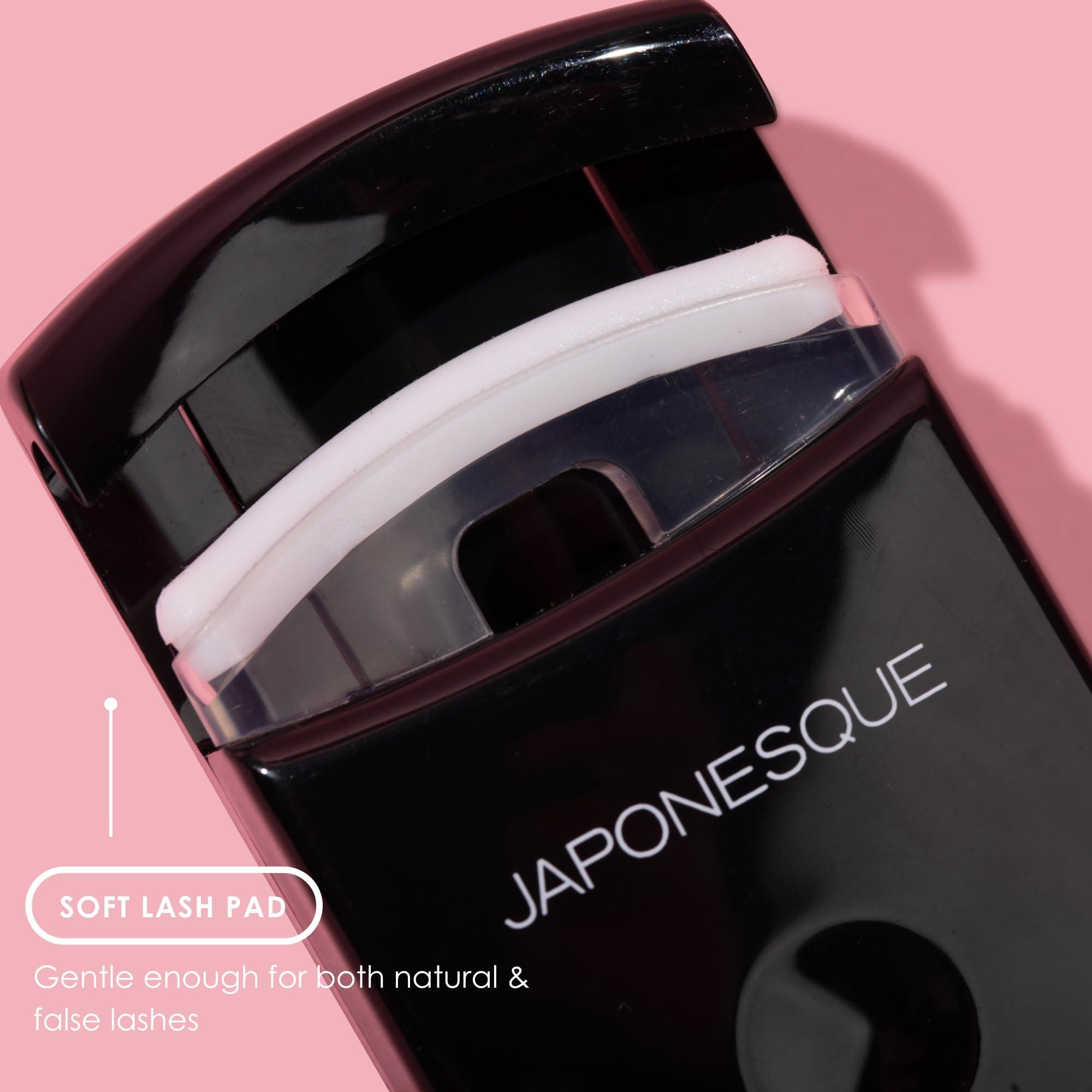 JAPONESQUE JAPONESQUE Travel Eyelash Curler, Black, Pack of 2 - Plastic Eyelash Curlers for Travel Makeup - Comes with Bonus Replacement Lash Pad - 2 Pack