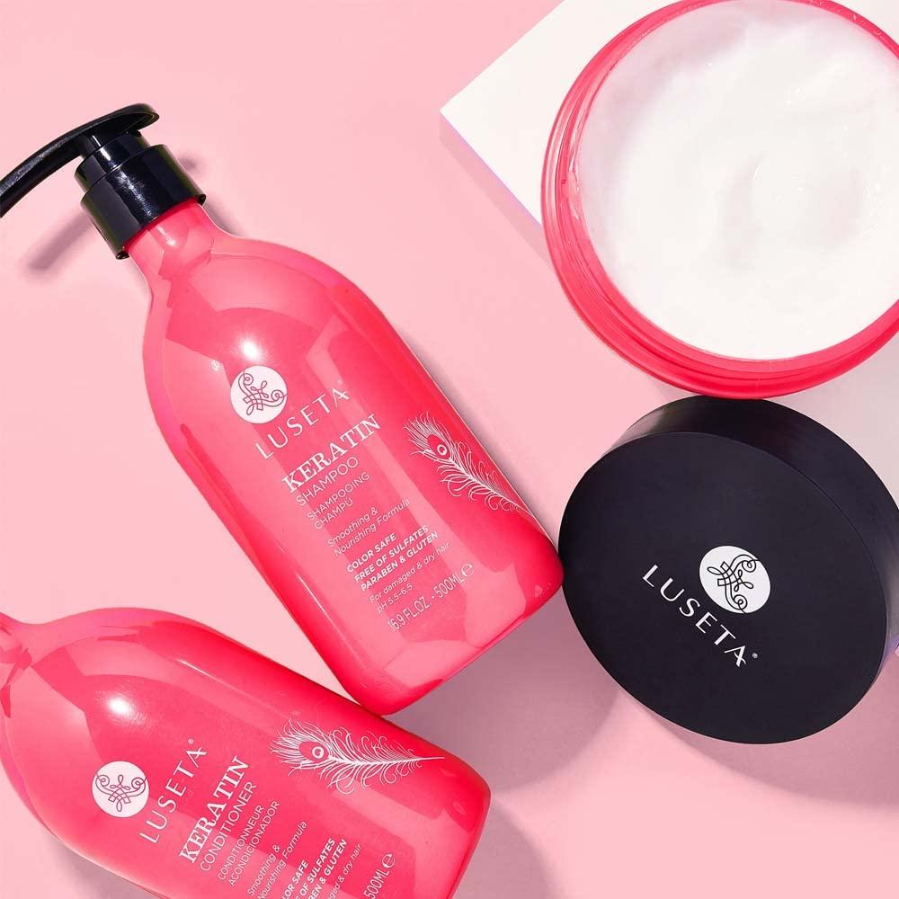 L LUSETA Luseta Keratin Shampoo and Conditioner Set Moisturizing Treatment for Dry Hair Smooth & Repair Damaged Hair for Women Sulfate Free 16.9 oz