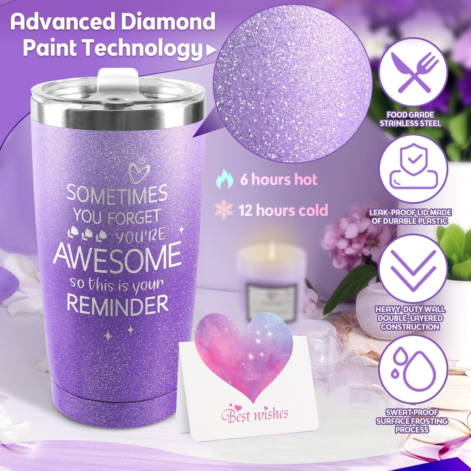 CUPLOOV Graduation Birthday Gift for Women Girls Mom- Unique Relaxing Spa Basket Gift Wine Tumbler Set for Her Wife Girlfriend Sister Friends Mothers Self Care 2025 Grad Presents, Purple