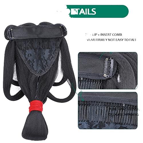 Oligage Oligage Synthetic Chinese Traditional Hanfu Wig Hair Bun Retro Black Chignon Fake Ancient Chinese Hair Bun Princess Cosplay Wig (Color : 23)