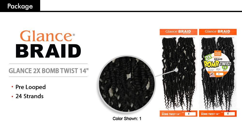 Glance MULTI PACK DEALS! Model Model Synthetic Hair Crochet Braids Glance 2X Bomb Twist 14\" (1-PACK, 613)