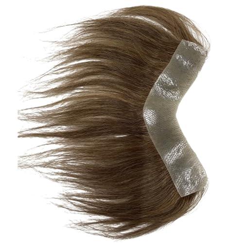 Voloria Voloria Frontal Hairpiece for Women Human Hair Extensions Forehead Hairline PU Skin Toppers Hair Replacement Toupee (1.18x6.69 Inch, 7 Light Brown Color)
