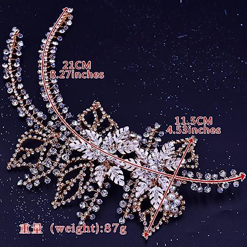 BREWEL Crystal headwear bridal headband diamond headpiece wedding hair accessories for prom (SLIVER)