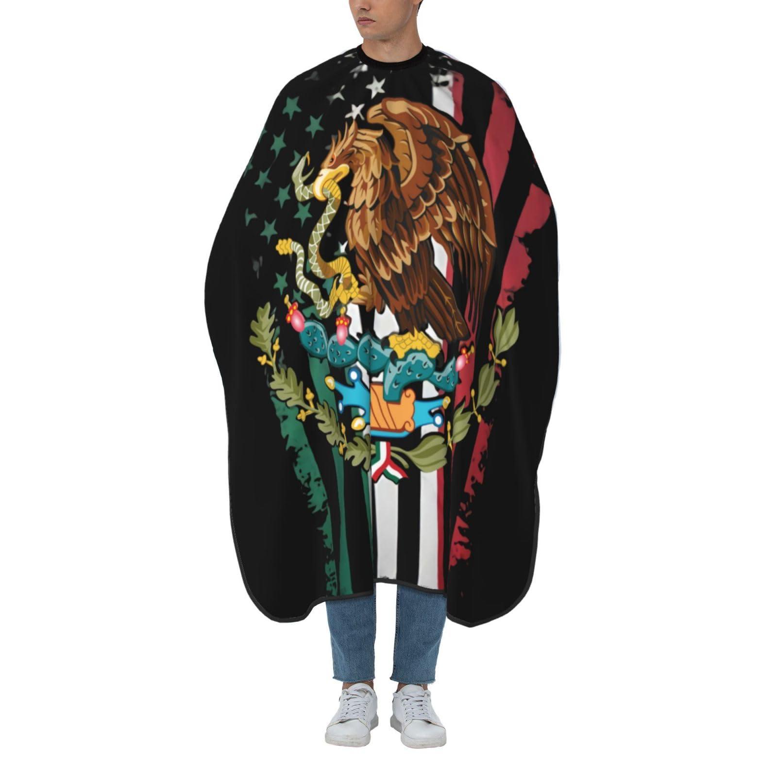 YSYZSDS Mexico Flag Salon Barber Cape For Men/Women - Professional Hairdressing Waterproof Hair Cutting Cape With Adjustable Snap Closure-Haircut Apron For Hair Stylist And Home Use-55\'\'X66\'\'