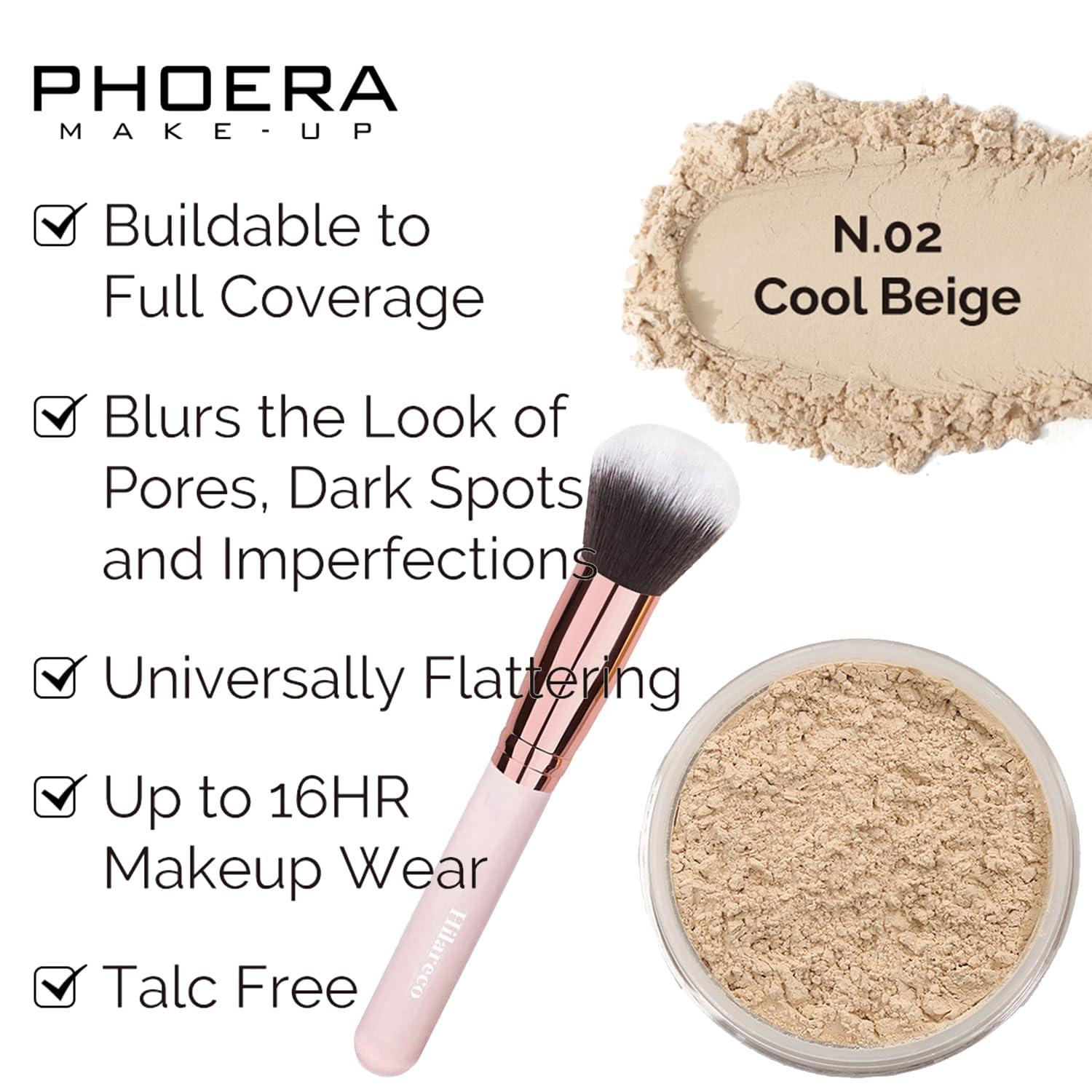 Hilareco Mushroom Head Air Cushion CC Cream Natural Foundation,Phoera Powder, Bright Makeup Base Long Lasting with Makeup Sponge and Flat Top Kabuki Foundation Brush (#03 Warm Nude)