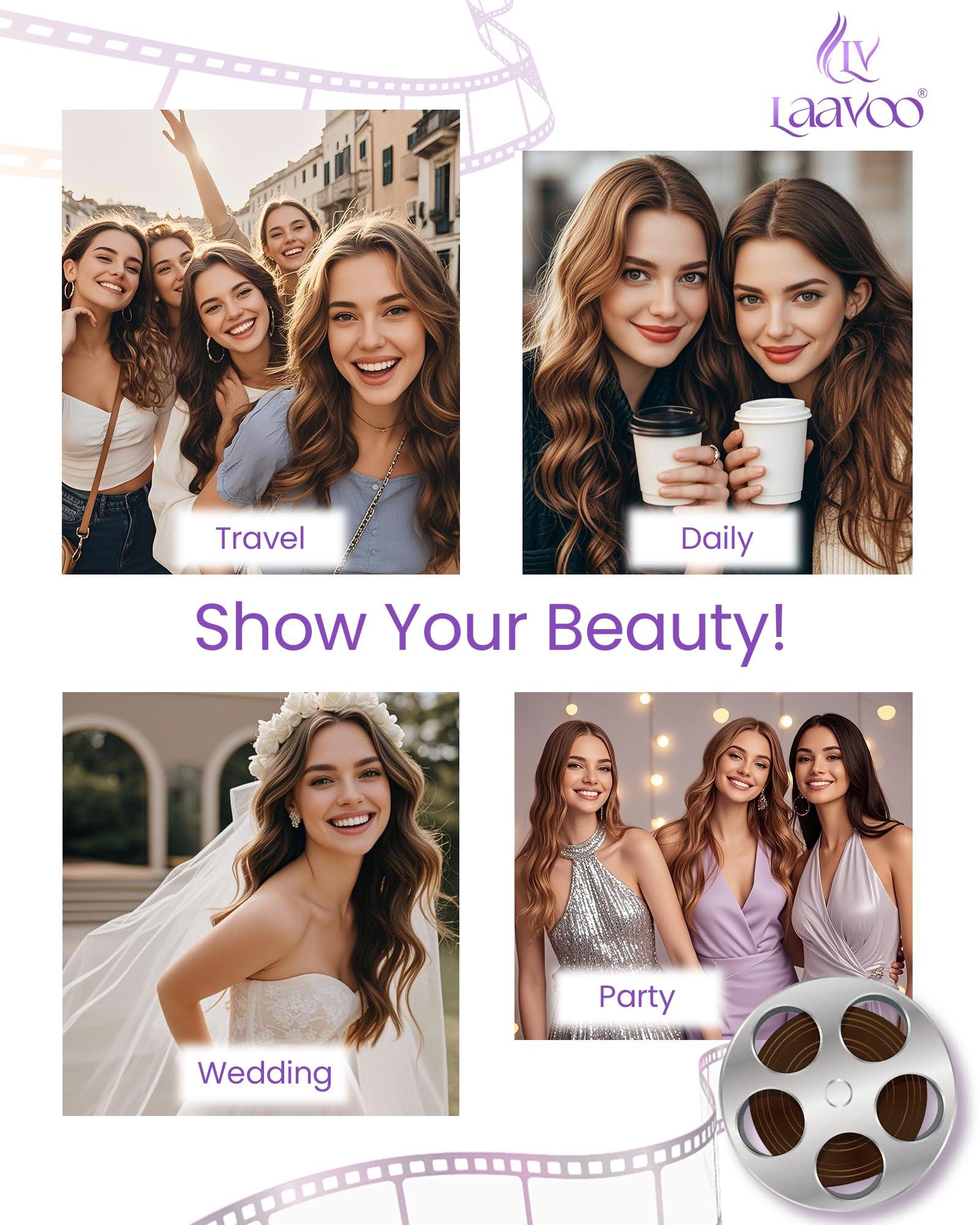 LAAVOO LaaVoo Tape in Extensions Human Hair Brown Tape in Hair Extensions Human Hair #2 Darkest Brown Hair Extensions Tape in Human Hair 14 Inch 20 Pcs 40 Gram Invisible Tape Extensions Human Hair