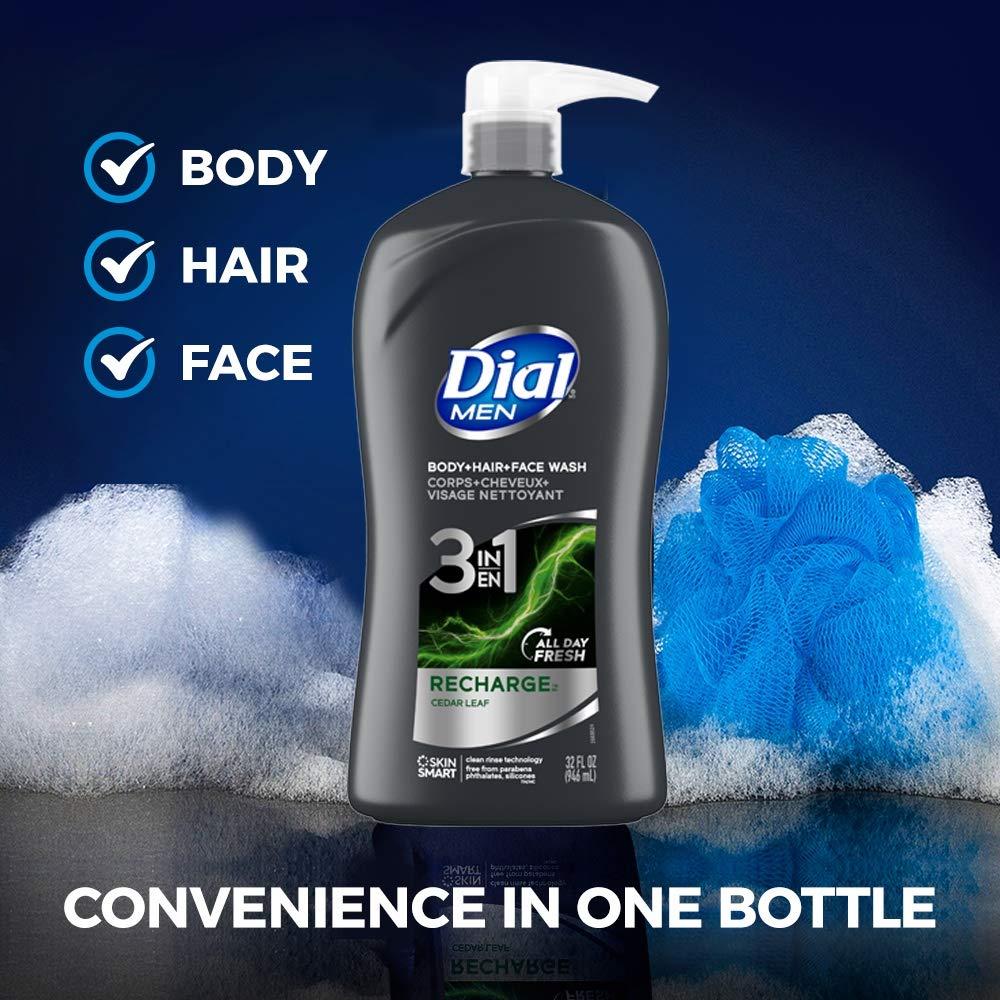 Dial Dial Men 3in1 Body, Hair and Face Wash, Recharge, 32 fl oz