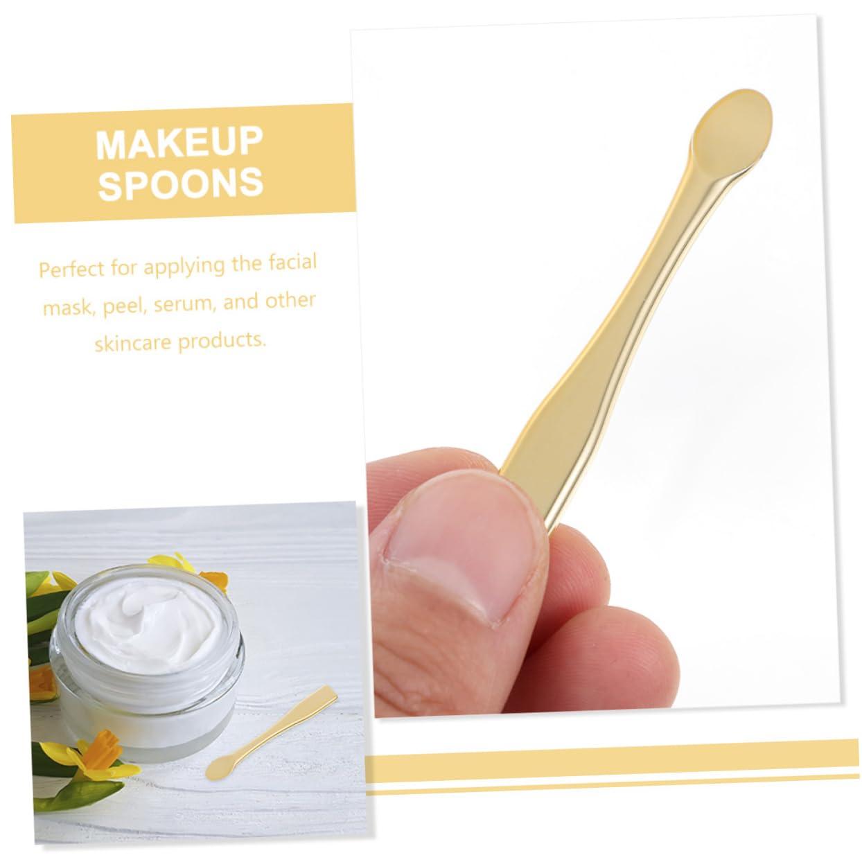 Beavorty Beavorty 60 Pcs Mask Spoon Espresso Spoons Facial Kit Skincare Tools Bar Spoon Makeup Spoons Spatula Skincare Spatula Eye Cream Mini Spatula Skincare Mini Black Spoon Abs Golden