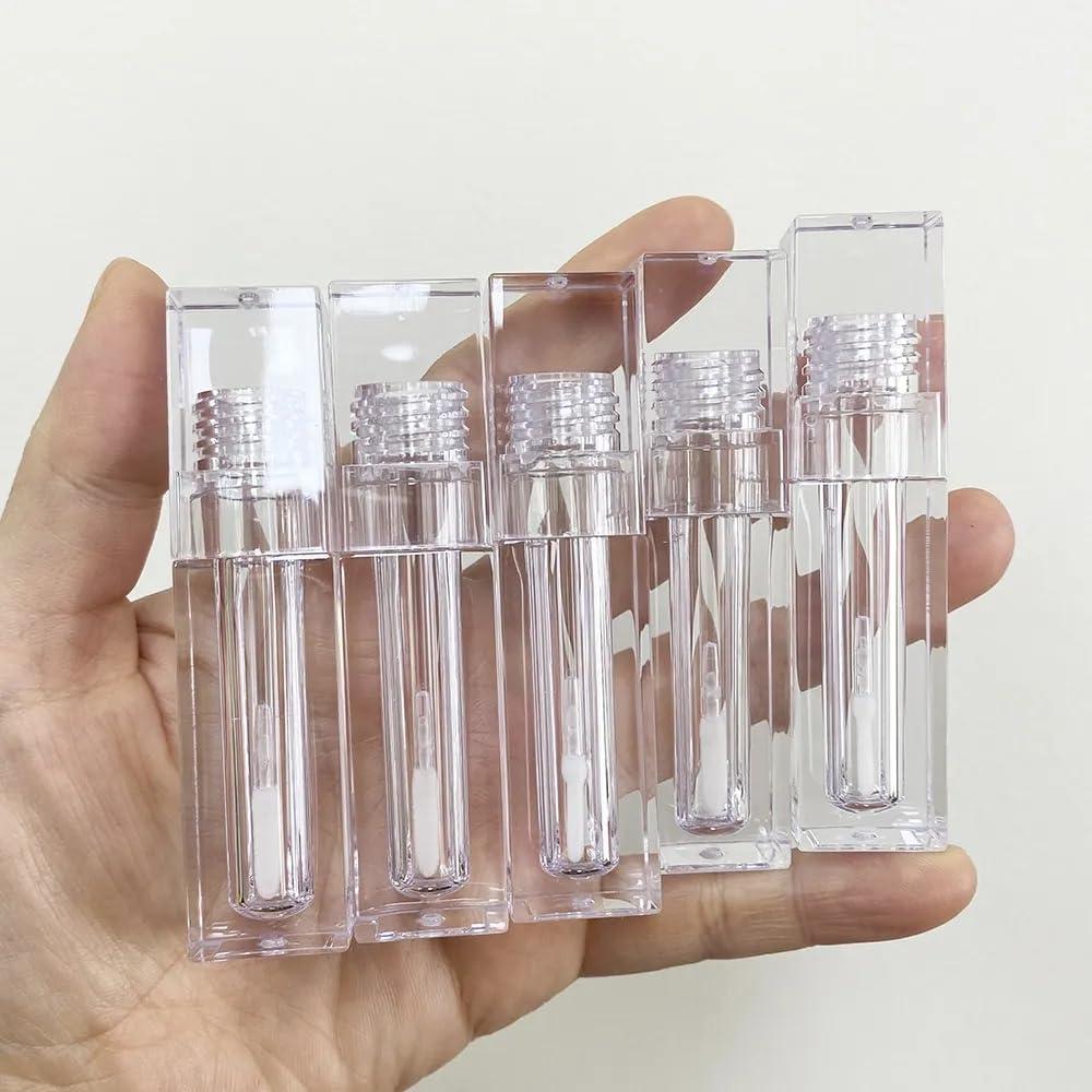 Generic 50pcs Square Transparent Clear 4.5ML Empty Lip Gloss Tubes PETG Lipgloss Bottles Containers Cosmetics Packaging Wholesale Customized Logo