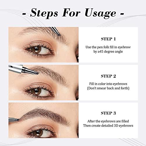 OETUIOW Eyebrow Pencil Eyebrow Microblading Pen - Eye Makeup Eyebrow Pen Micro 4 Point Brow Pen Lift & Snatch Eyebrow Microblading Pen Long-Lasting Waterproof Natural Eyebrow Hair (Black)