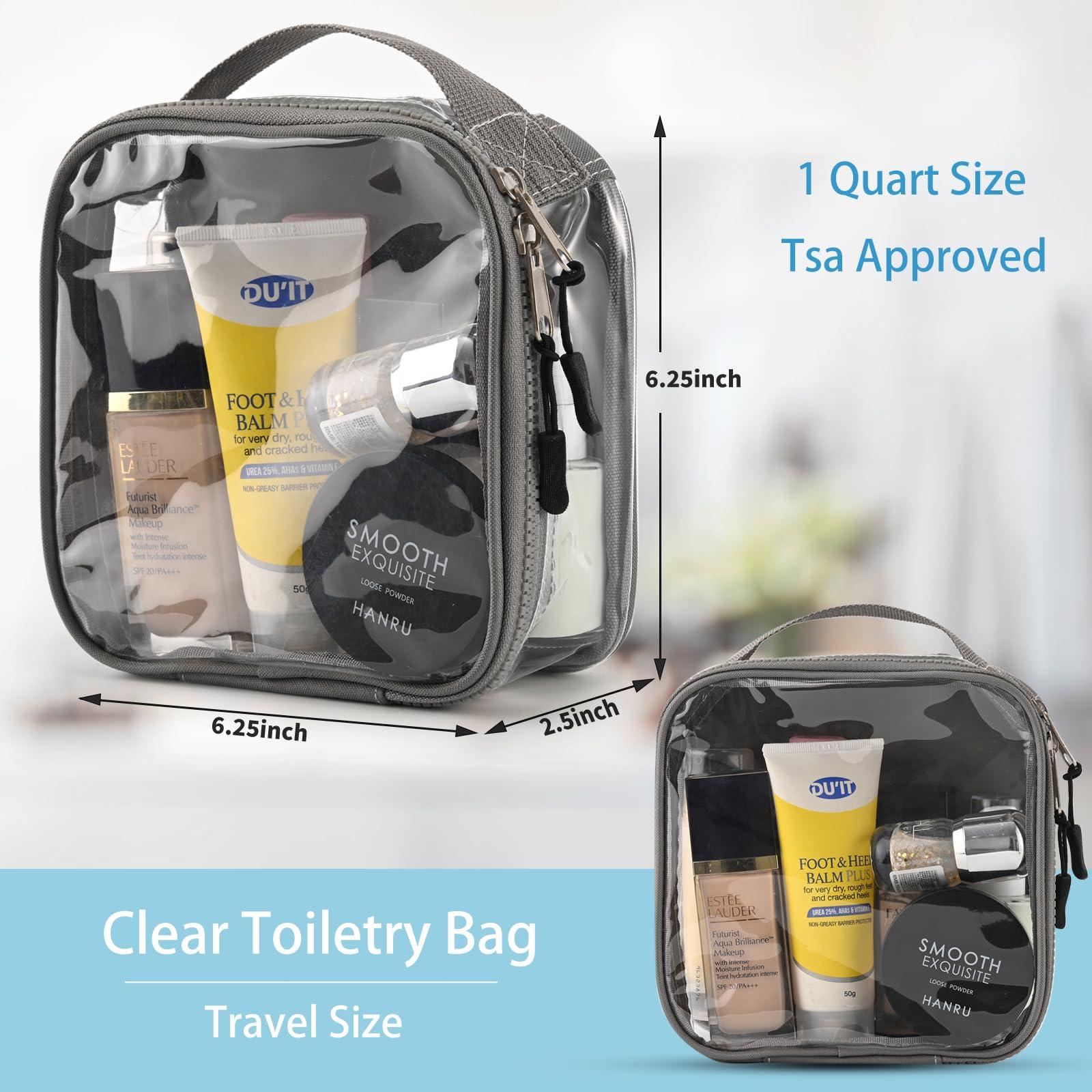 fiezkaa fiezkaa Quart Size Travel Bag Tsa Approved 3-1-1 Clear Toiletry Bag, See Through Liquid Bags for Travel - Gray