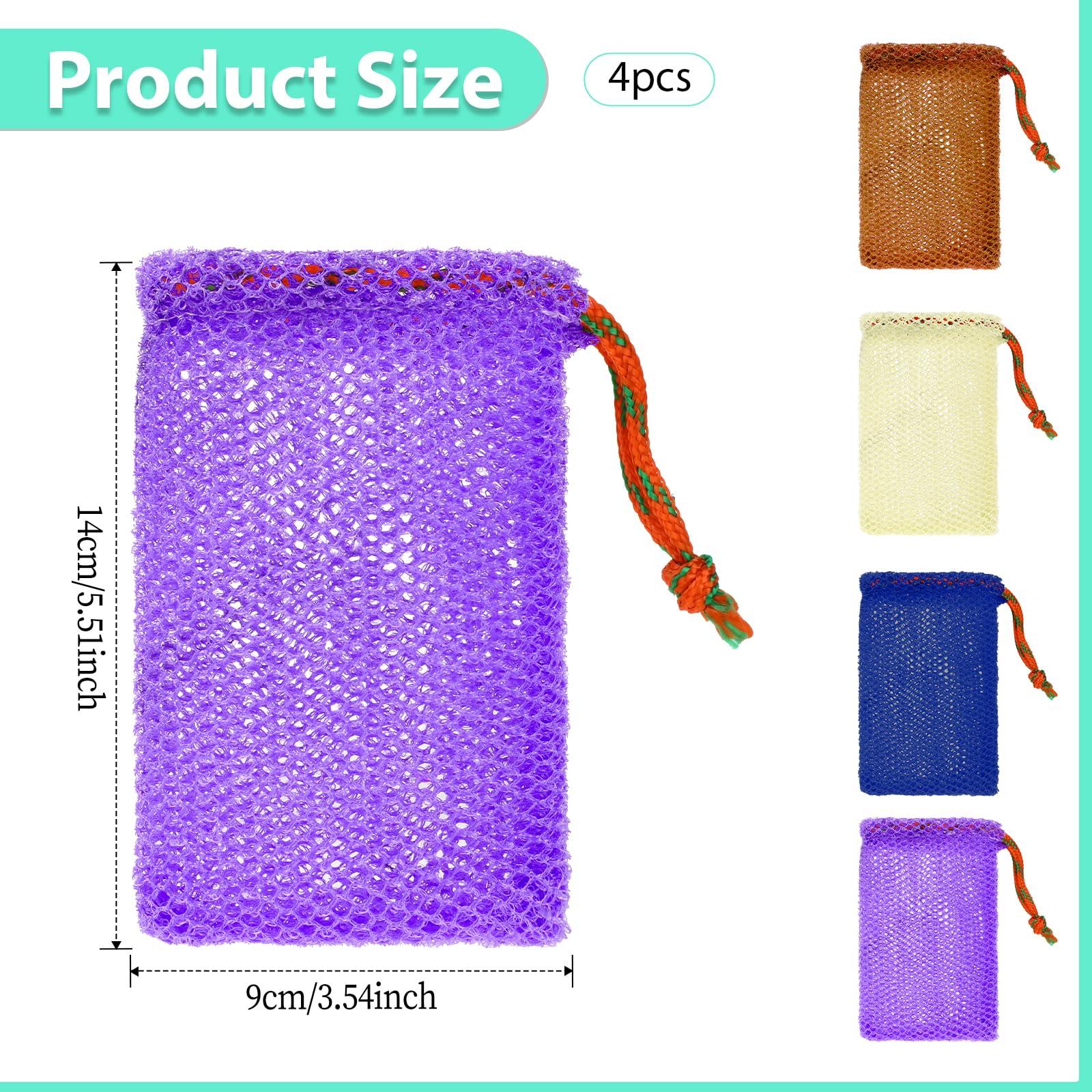 Sliverdew 4 Pack Soap Savers for Bar Soap Exfoliating Net Mesh for Shower Holder Mesh Foaming bag for Bath and Shower(5.5 x 3.5 In, 4 Colors)