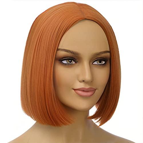 Ufindcos Ufindcos Dark Orange Wig Bob Wig Short Straight Hair Wigs Middle Part for Women Girls Synthetic Heat Resistant Halloween Costume Party Wig with Wig Cap