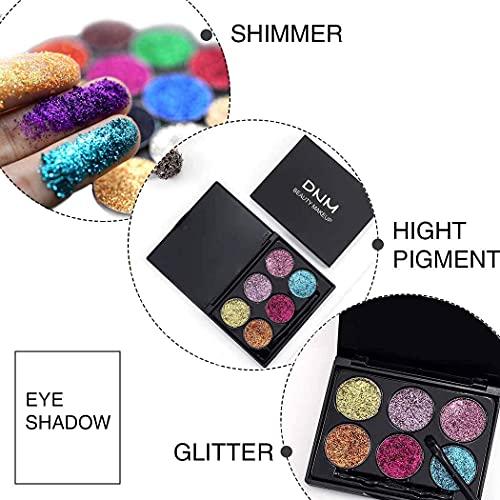 Edanta Edanta Glitter Eyeshadow Shimmer Eyeshadows Palette Metallic Eye Shadow High Pigment 6 Colors Shadow Long Lasting Eyes Makeup for Women and Girls Pack of 1 (B-Multi color)