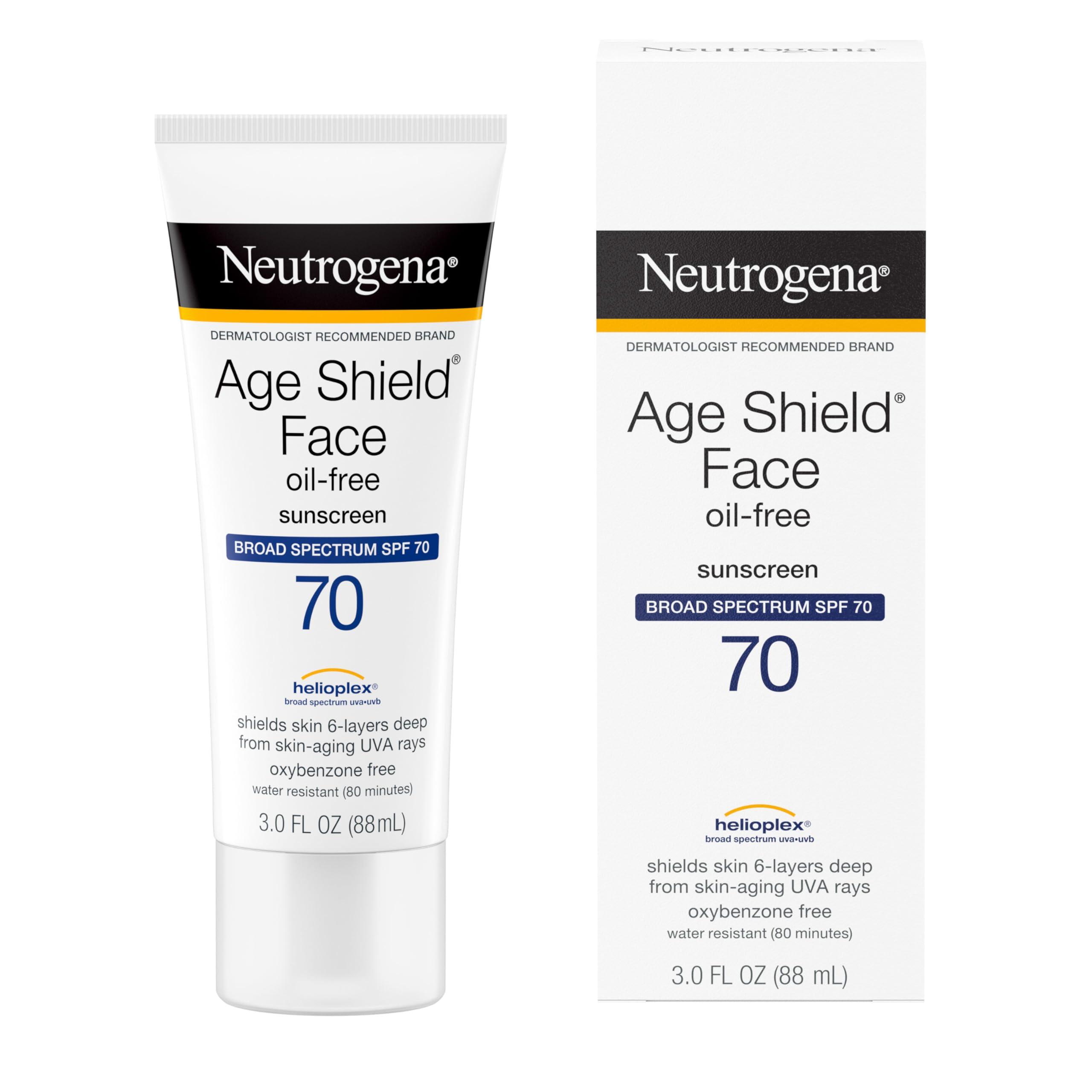 Neutrogena Neutrogena Age Shield Anti-Oxidant Face Lotion Sunscreen with Broad Spectrum SPF 70, Oil-Free & Non-Comedogenic Moisturizing Sunscreen to Prevent Signs of Aging, 3 fl. oz