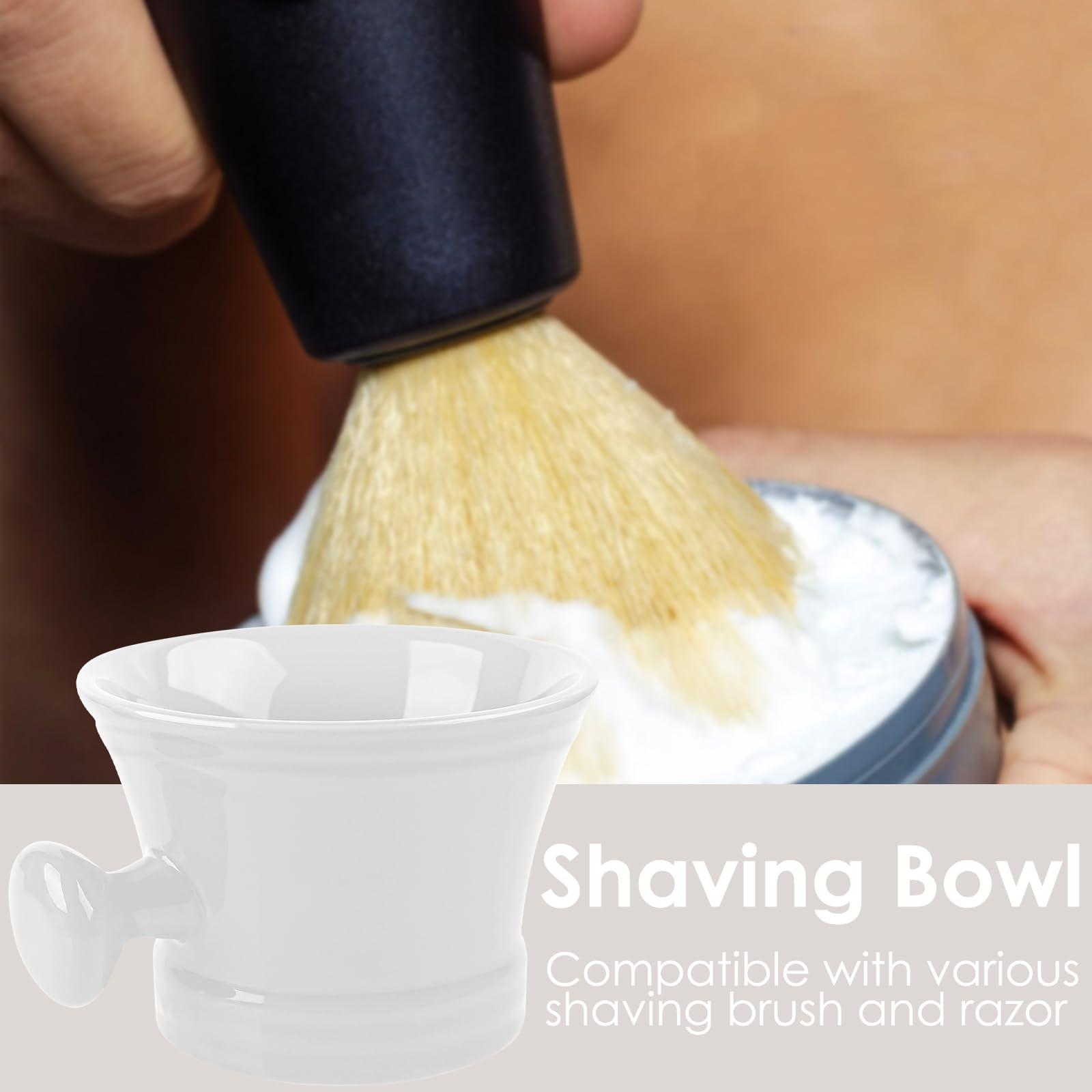 Linkidea Linkidea Ceramic Shaving Mug with Knob Handle, Deep Size Wet Shaving Cup, Razor Shave Soap and Cream Bowl for Men, White