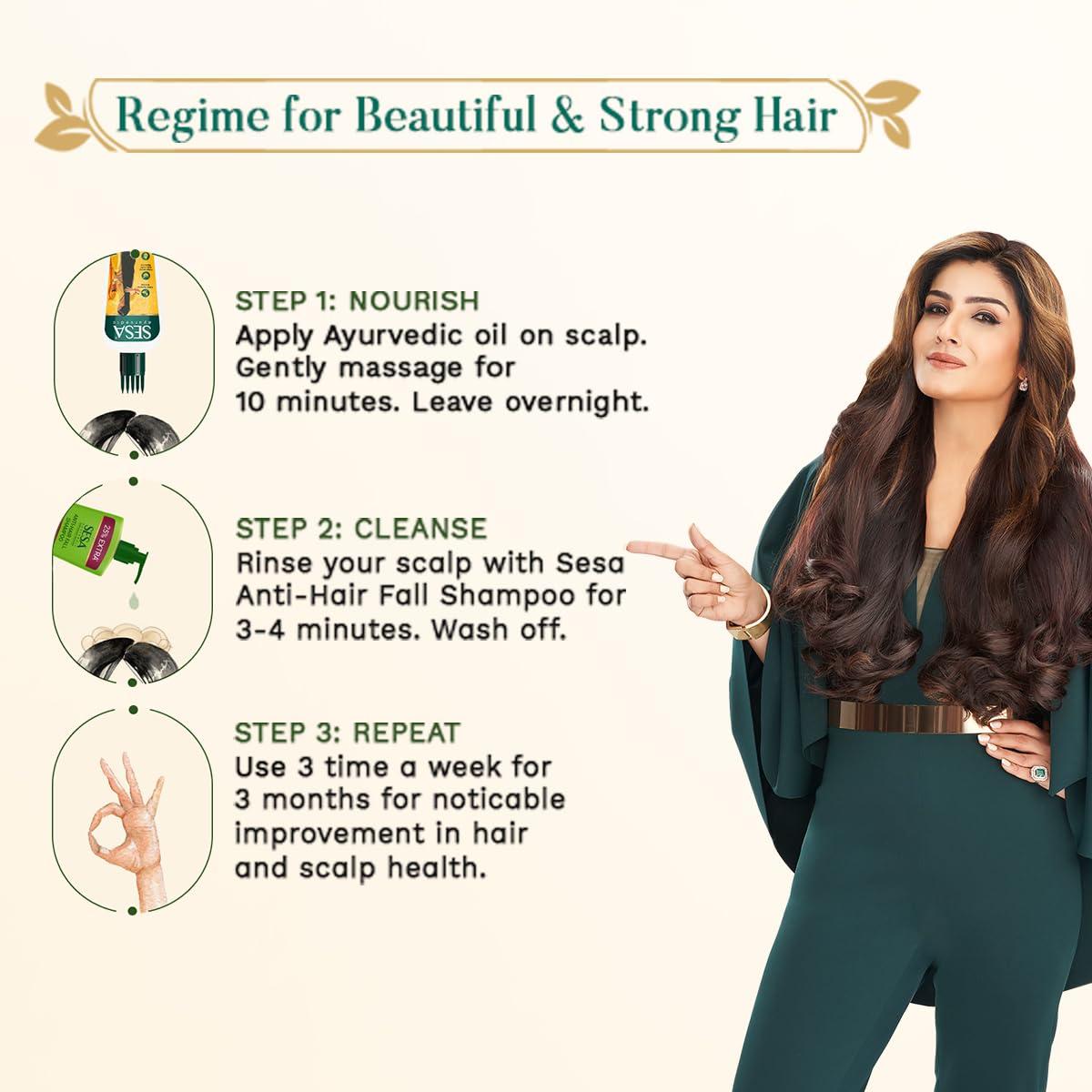 sesa SESA Ayurvedic Hair Oil With Bhringraj & 17 Rare Herbs With Coconut Oil and 4 Nourishing Oil For Hair Growth Help Control Hair Fall & Easy Hair Oil Applicator For Women and Men, 3.38 Fl Oz or 100 ml