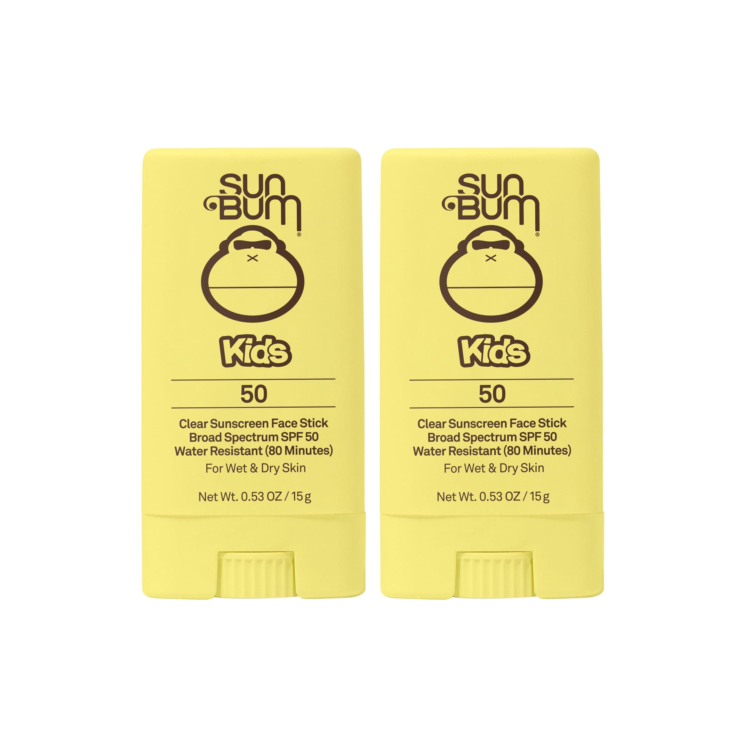 Sun Bum Sun Bum Kids SPF 50 Clear Sunscreen Face Stick | Wet or Dry Application | Hawaii 104 Reef Act Compliant (Octinoxate & Oxybenzone Free) Broad Spectrum UVA/UVB Sunscreen | 0.53 oz (Pack of 2)