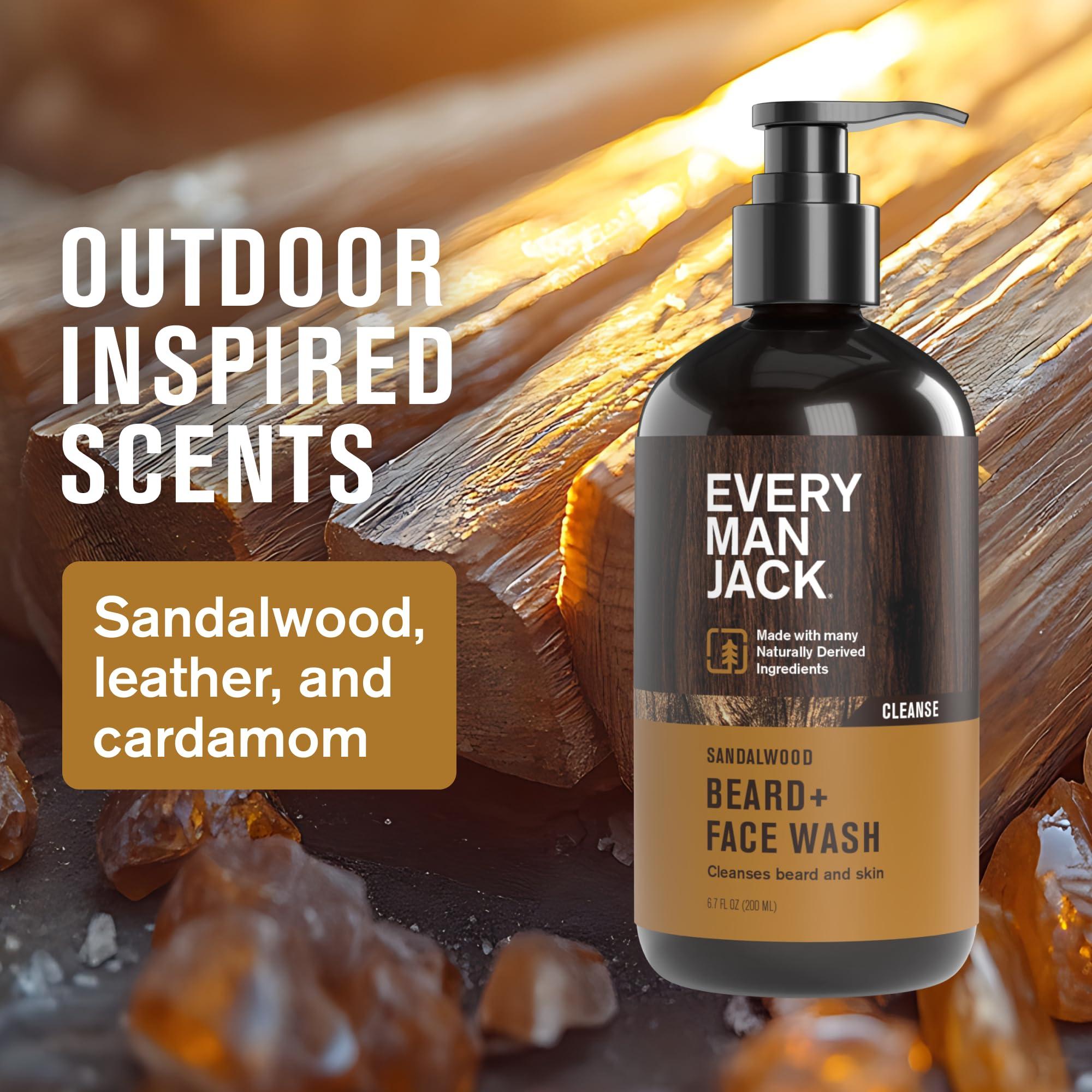 Every Man Jack Every Man Jack Sandalwood Beard + Face Wash - Made w/Naturally Derived Ingredients like Aloe Vera & Coconut - 6.7oz (2 Pack)