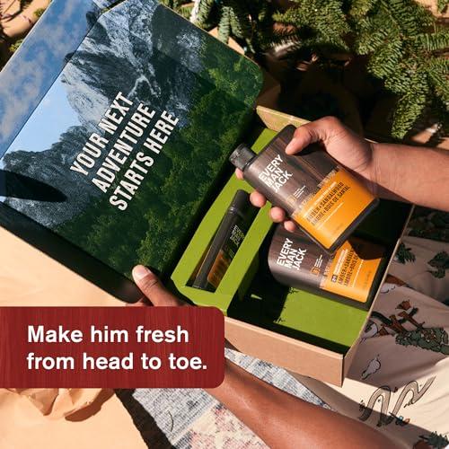 Every Man Jack Every Man Jack Mens Amber + Sandalwood Bath and Body Gift Set - Clean Ingredients & Sandalwood, Amber, and Vetiver scent - Round Out His Routine with Body Wash, 2-in-1 Shampoo, Deodorant & Face Wash