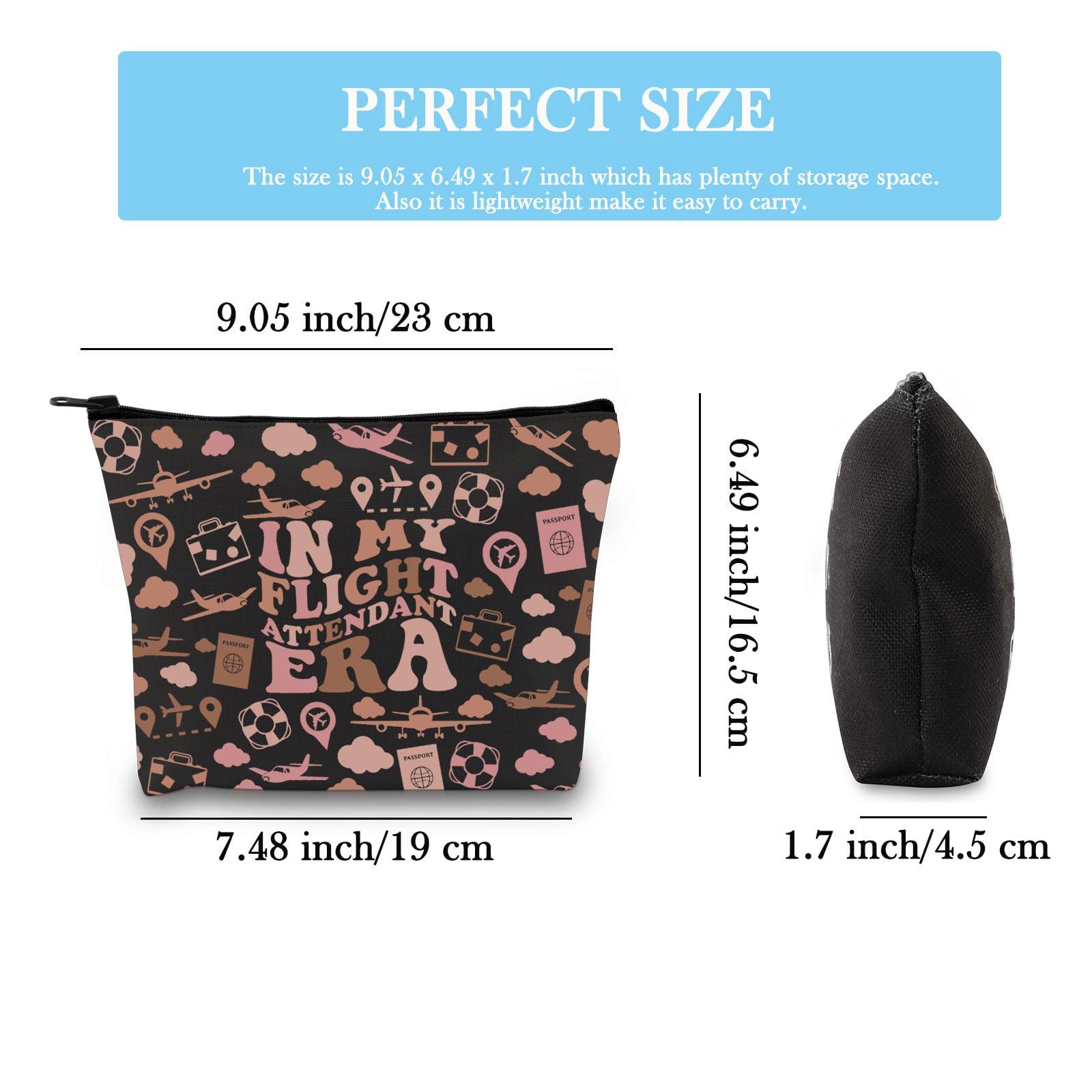 GJTIM Flight Attendant Gift In My Flight Attendant Era Stewardess Aviation Travel Makeup Bag for Cabin Crew Hostess Aviation Gift (Flight Attendant Era Black)