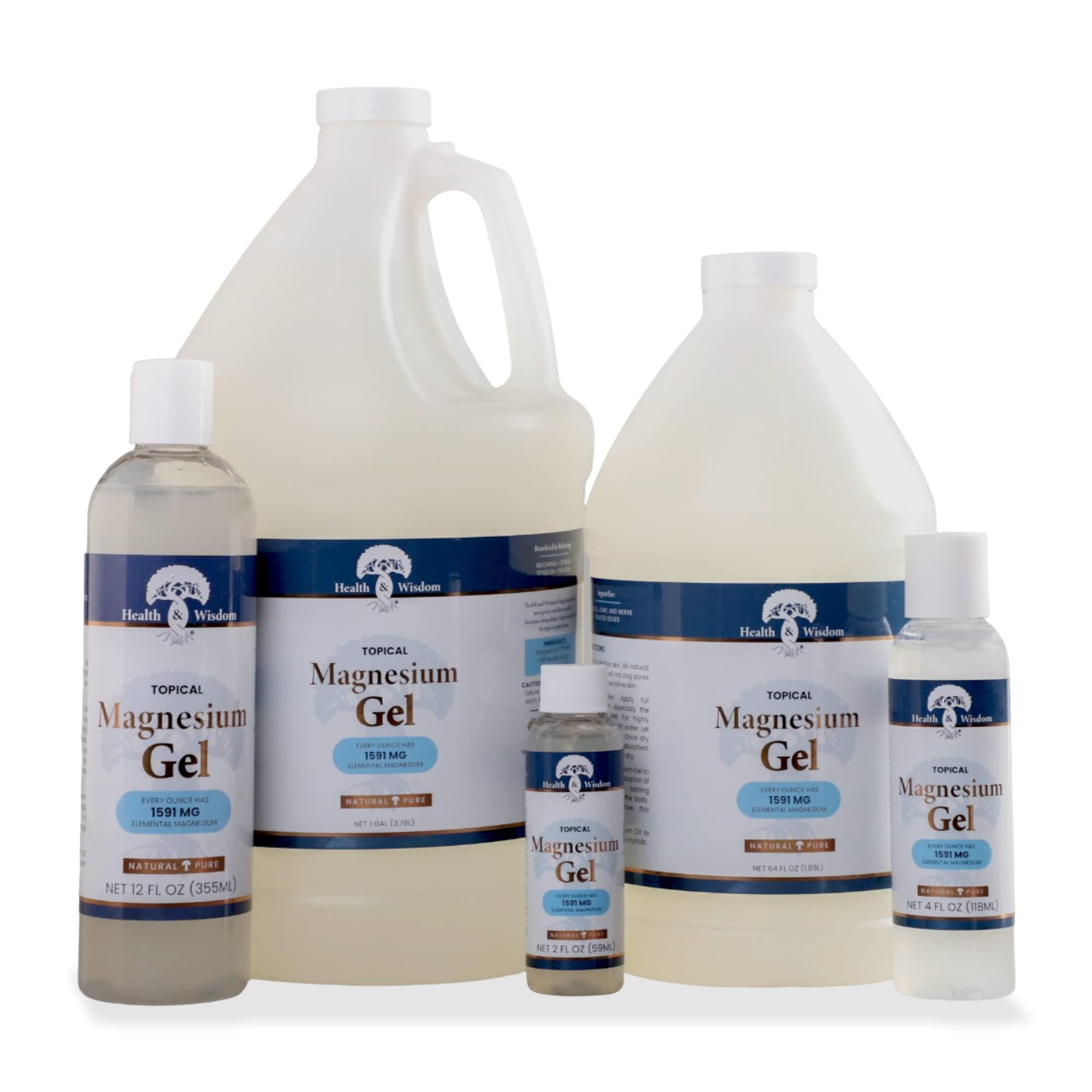 Health and Wisdom Health and Wisdom Topical Magnesium Gel with Seaweed Extract - Magnesium Gel Topical for Muscles, Magnesium Topical Gel, Gel Magnesium, All Natural Magnesium Gel, Magnesium Chloride Gel - 64 Fl Oz