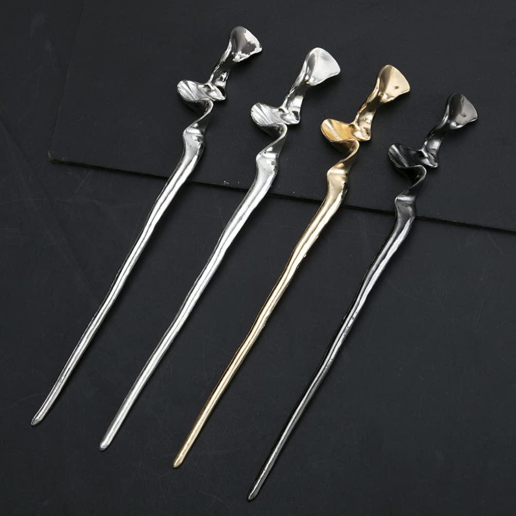 Luxshiny 2pcs Geometric Metal Hair Chopsticks Hair Stick Minimalist Jewelry for Women Girl Hair Accessories Hair Bun Accessories for Women Chopsticks for Hair Chinese Hair Accessories