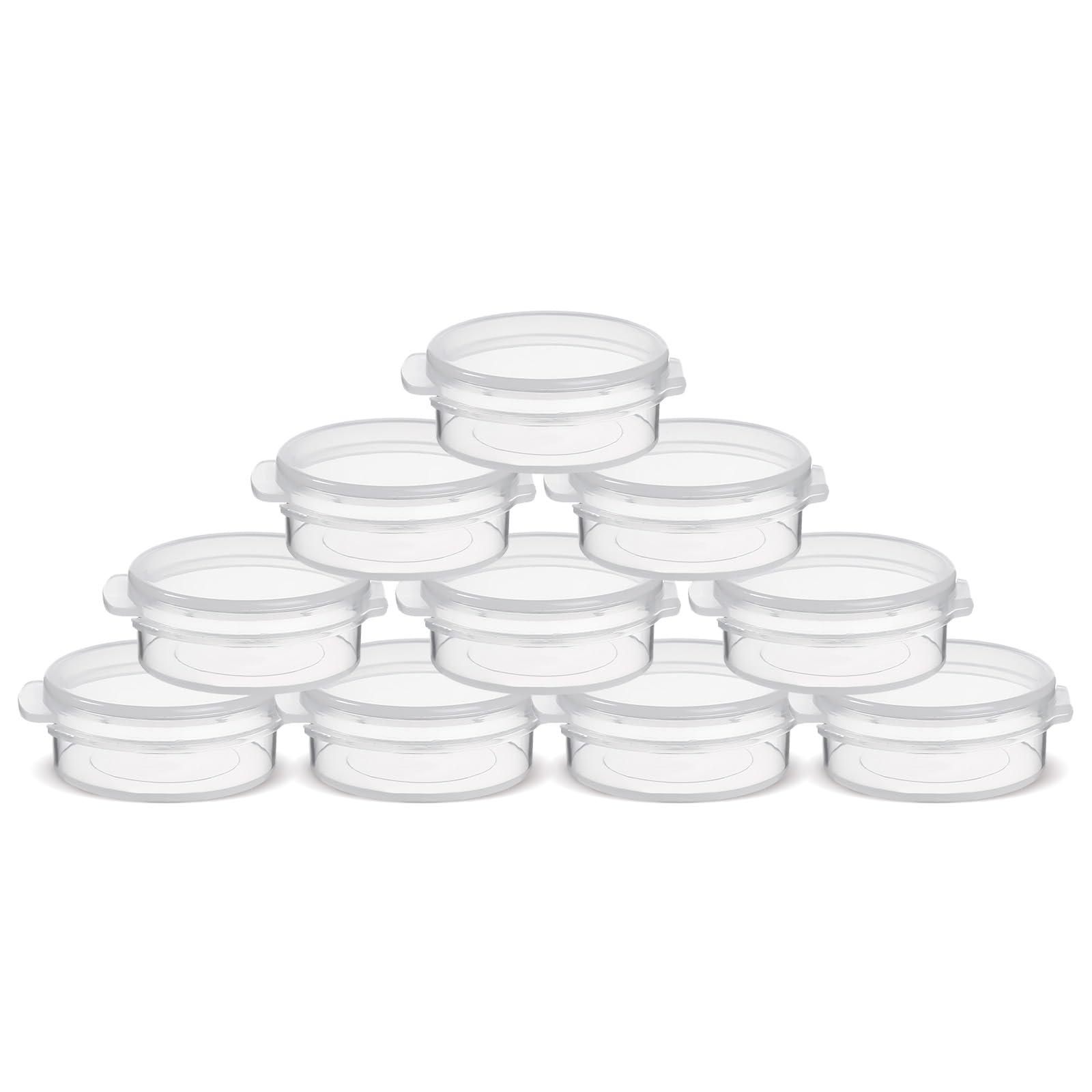 EORTA 30 Pcs Plastic Cosmetic Jar 0.34oz/10g Empty Clear Case with Snap Lids Portable Mini Storage Box Makeup Jar Sample Bottle Sealing Pot Cosmetic Containers by EORTA for Sampling, Traveling, Mixing, 10g