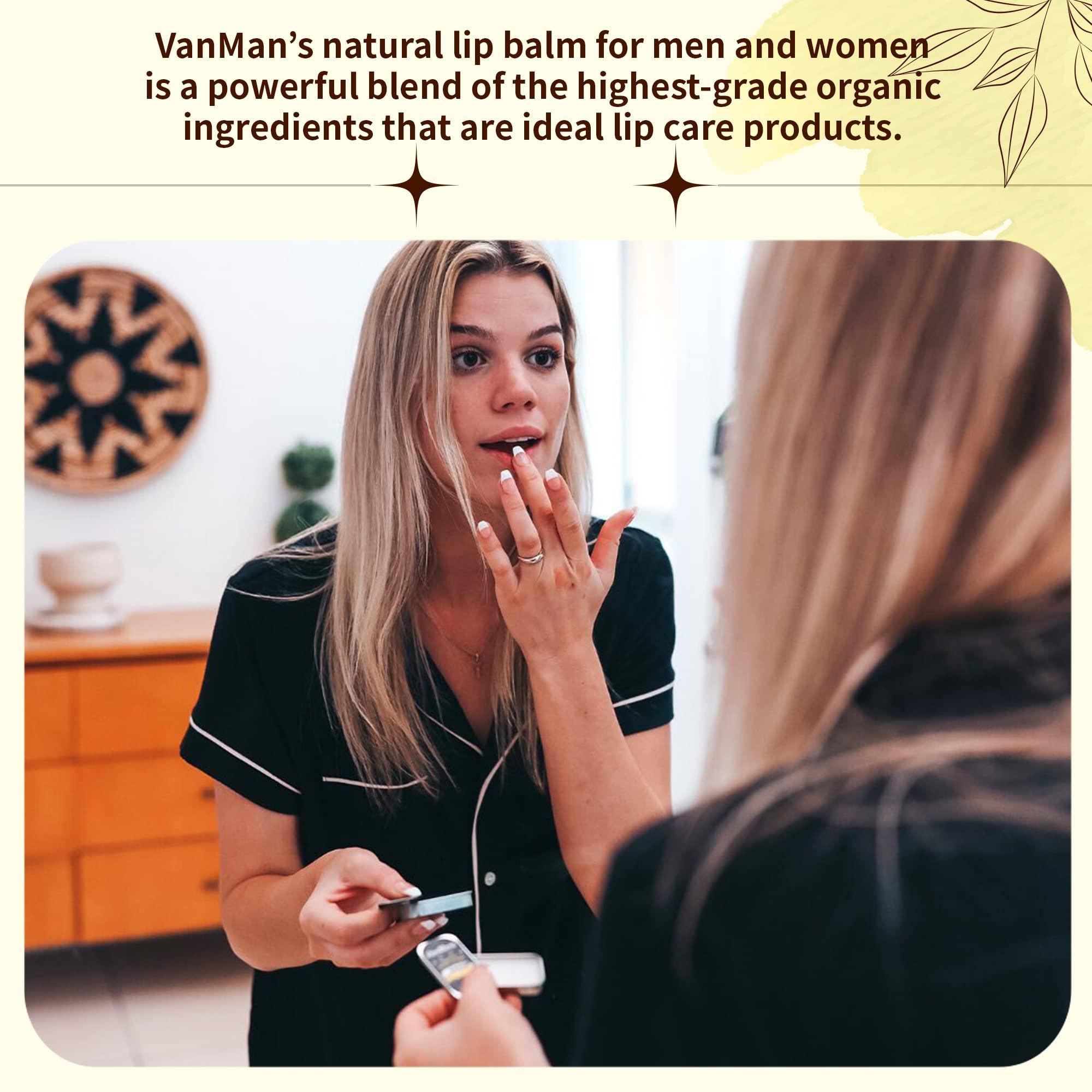 The Vanman Company Vanman’s Peppermint Beeswax Lip Balm - 9 pack - Organic Lip Balm w/Rosemary, Almond, Peppermint & Coconut Oil - Organic Chapstick w/Vitamin E Oil Removes Dead Skin Cells - Lip Balm For Dry Lips