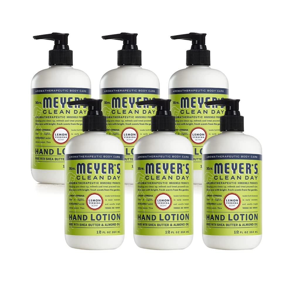 MRS. MEYER'S CLEAN DAY MRS. MEYER'S CLEAN DAY Hand Lotion for Dry Hands, Non-Greasy Moisturizer, Lemon Verbena 12 Fl Oz (Pack of 6)