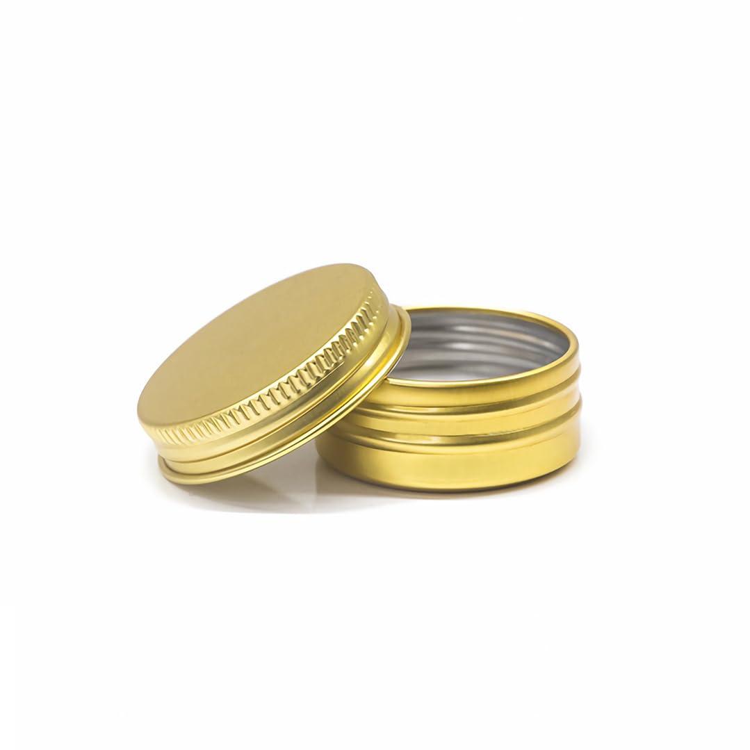 Generic LXLK 12 Pack 15ML Gold Aluminum Lip Balm Tins Cans Jars Empty Refillable Containers with Screw Lid Round Travel Cosmetic Storage Bottle for Powder Candle Salve Spice Cream Anti-Leakage