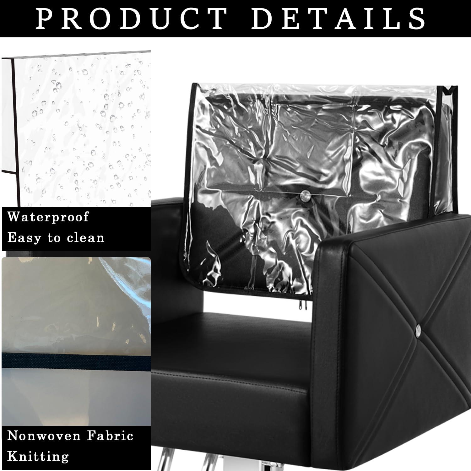 MIMWOW MIMWOW 4 Pcs Salon Chair Covers, Clear Plastic Protectors for Standard Chairs, Prevents Damage to Salon Spa Chairs, Black