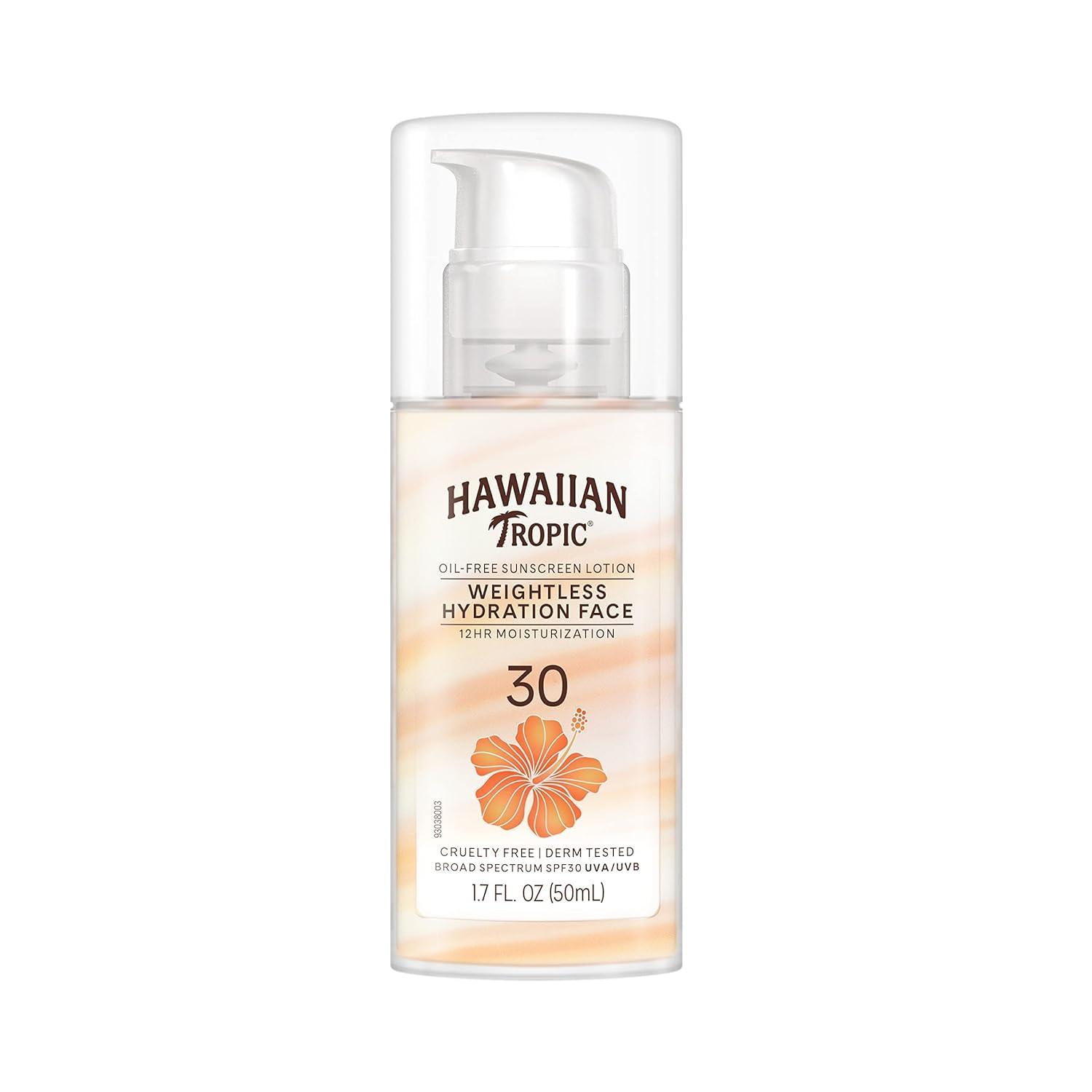 Hawaiian Tropic Hawaiian Tropic Sheer Touch Ultra Radiance SPF 70 Sunscreen Lotion, 8oz and Weightless Hydration Face Sunscreen SPF 30, 1.7oz Bundle