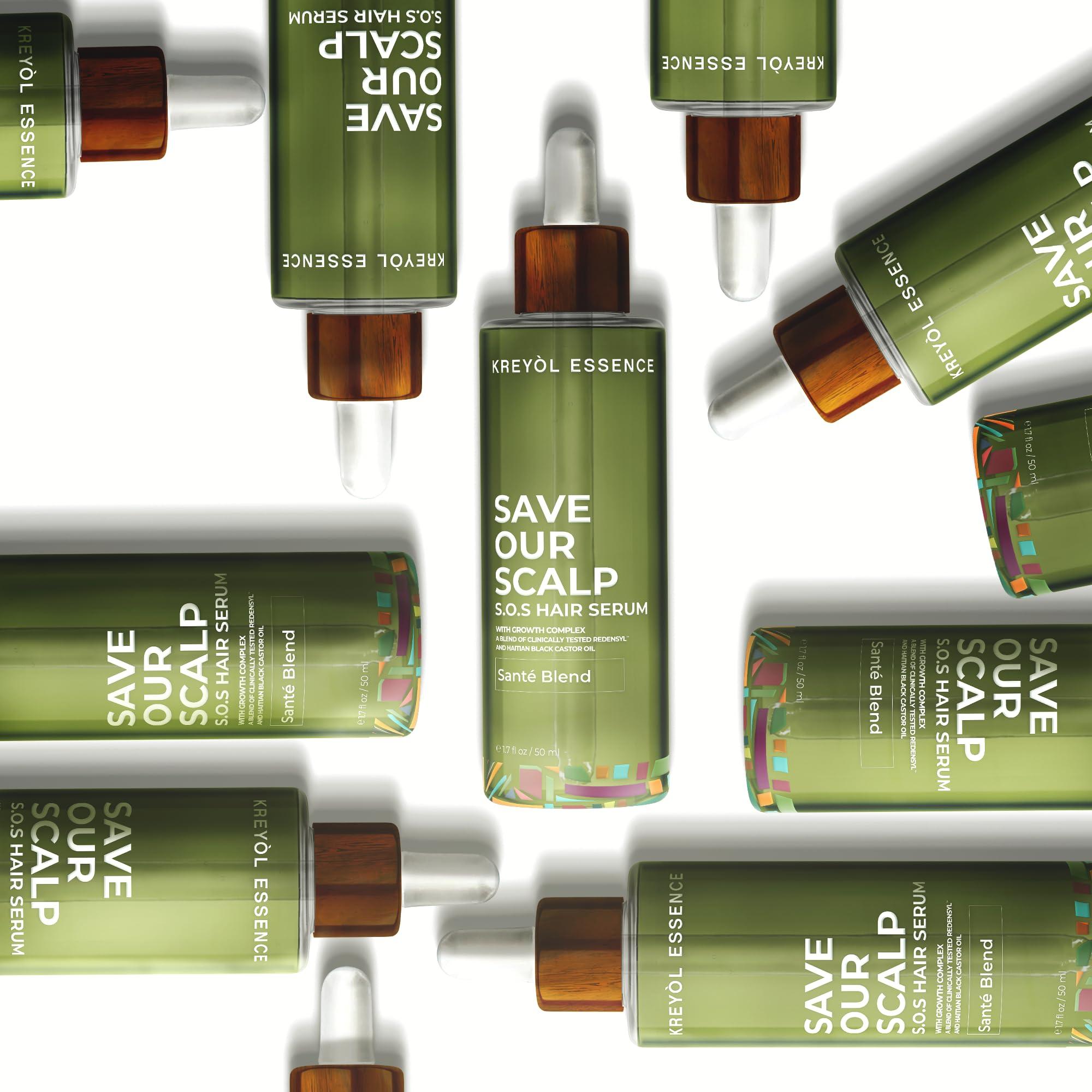 KREYL ESSENCE Kreyol Essence - Save Our Scalp Serum (S.O.S Serum) - Redensyl + Haitian Black Castor oil, Fuller Looking Hair, Cold Pressed Castor Oil, Natural Ingredients 1.7 oz
