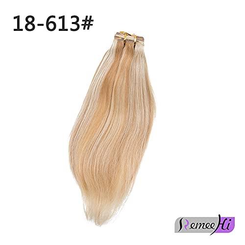 RemeeHi Remeehi Real Human Hair Ponytails Hairpiece Body Wave Claw Clip Ponytail Hair Extensions 18 inch 105g 18/613#