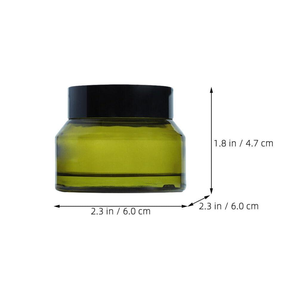 Baluue Baluue Glass Cosmetic Cream Jars, 3pcs Empty Refillable Green Cosmetic Containers Sample Pot with Lids for Lotion, Lip Balm, Eye Cream 50g Portable Makeup Travel Bottles