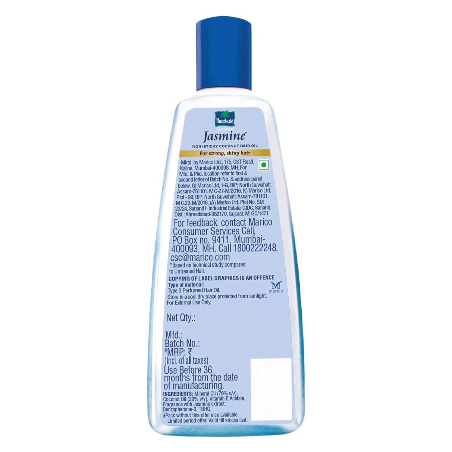 Parachute Parachute Advansed Jasmine Enriched Coconut Hair Oil with Vitamin-E | For Scalp Nourishment| Stronger, Softer, Silkier Hair |Non-Sticky | All Hair Types| 10.1 Fl.oz.